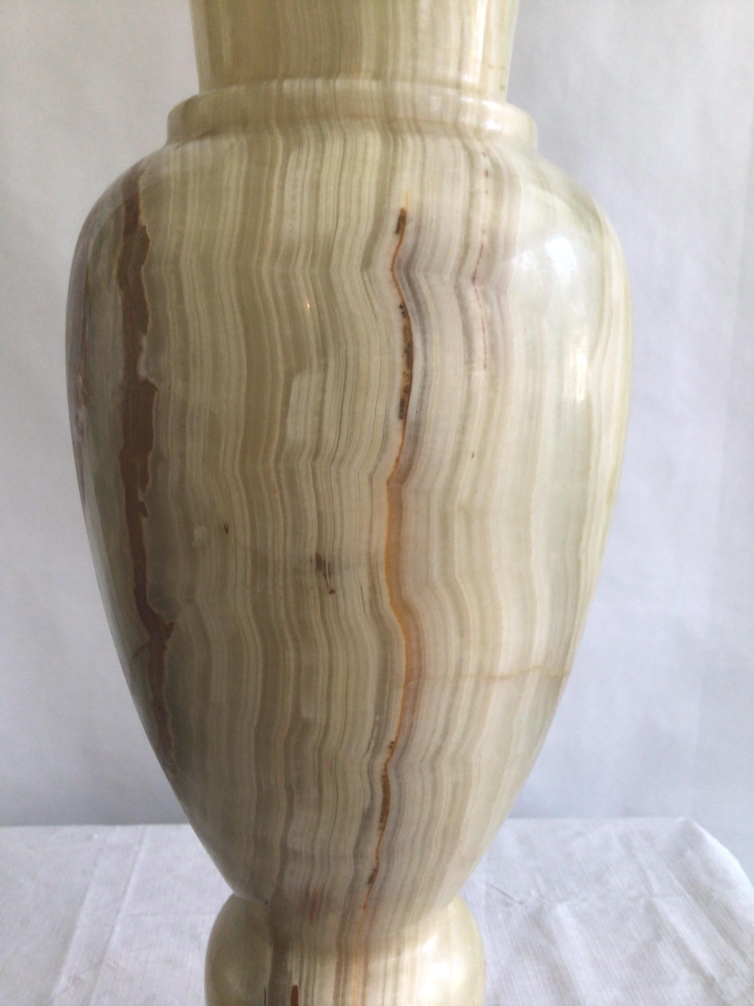 1960s Carved Onyx Urn Vase For Sale 3