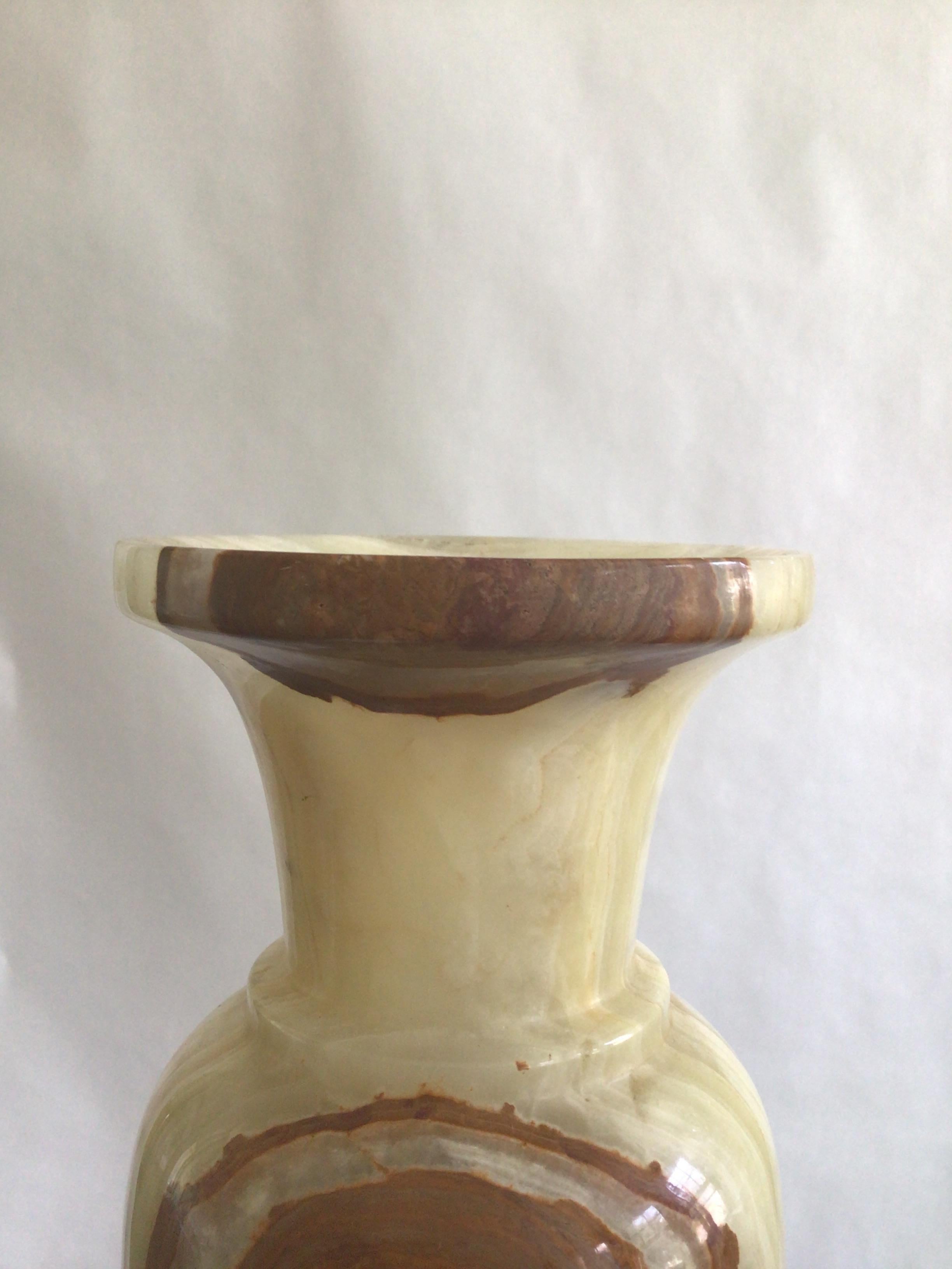 1960s Carved Onyx Urn Vase For Sale 5