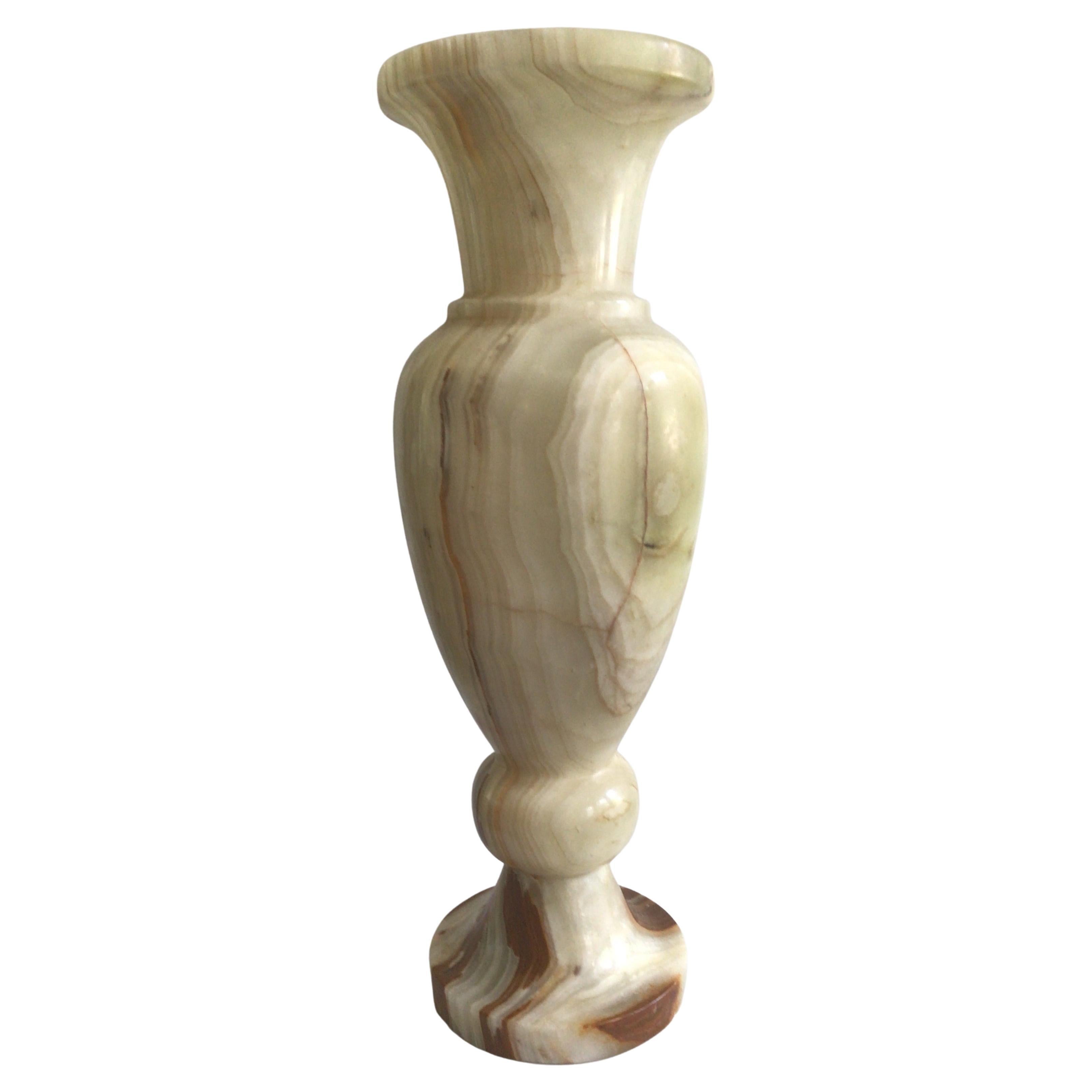 1960s Carved Onyx Urn Vase For Sale