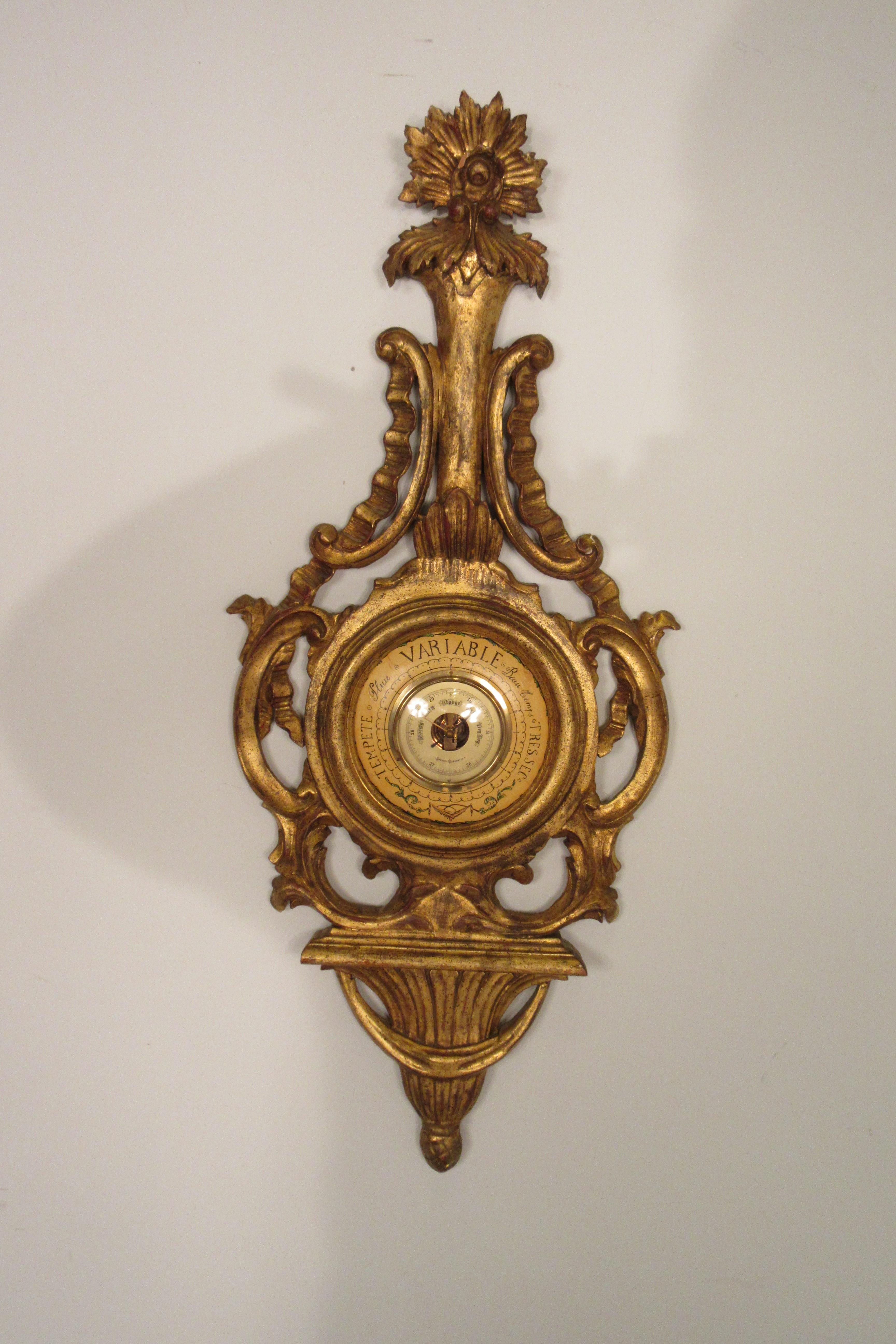 1960s carved wood gilt Italian barometer. I assume the barometer does not work, I haven’t tested it.