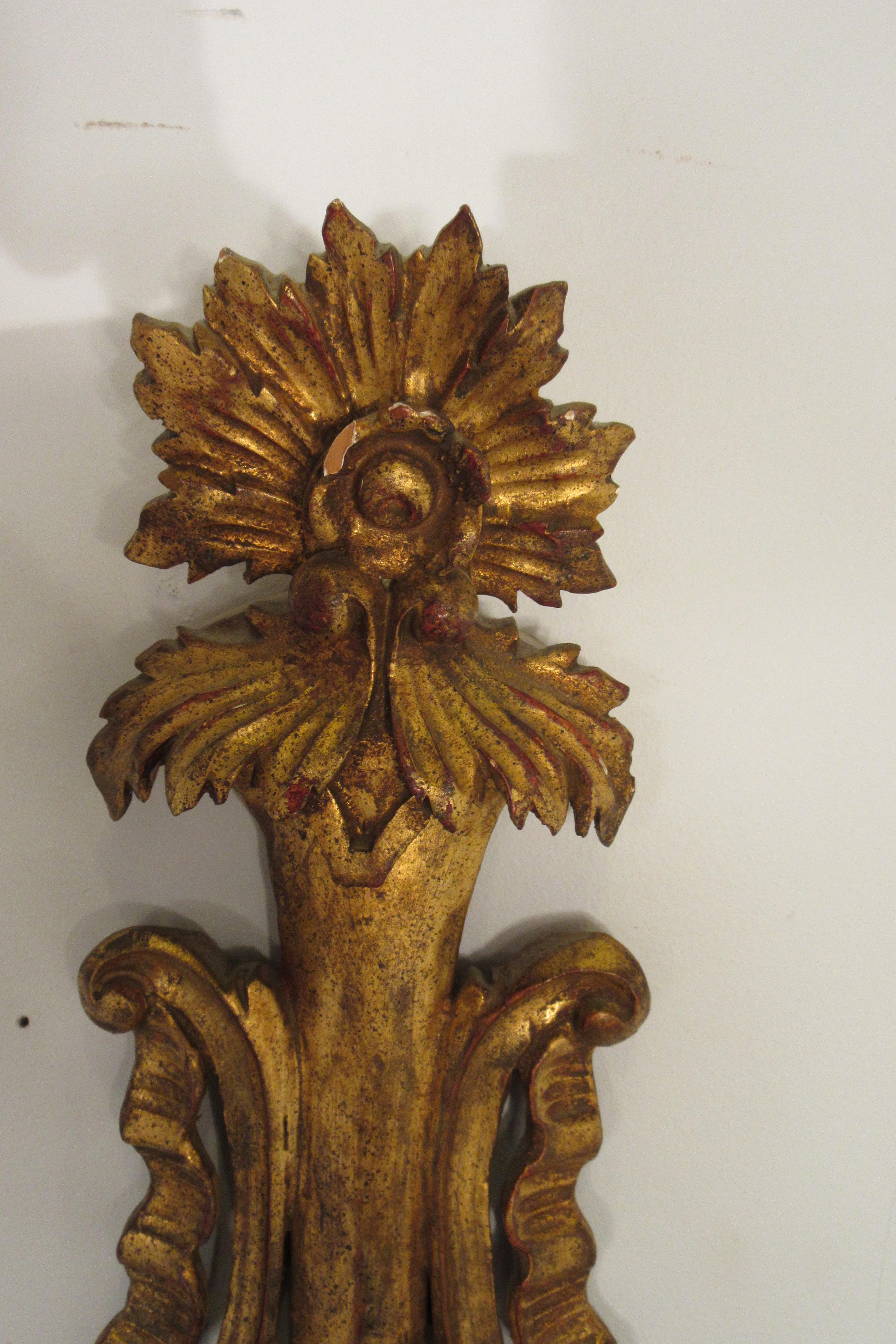 Mid-20th Century 1960s Carved Wood Gilt Italian Barometer