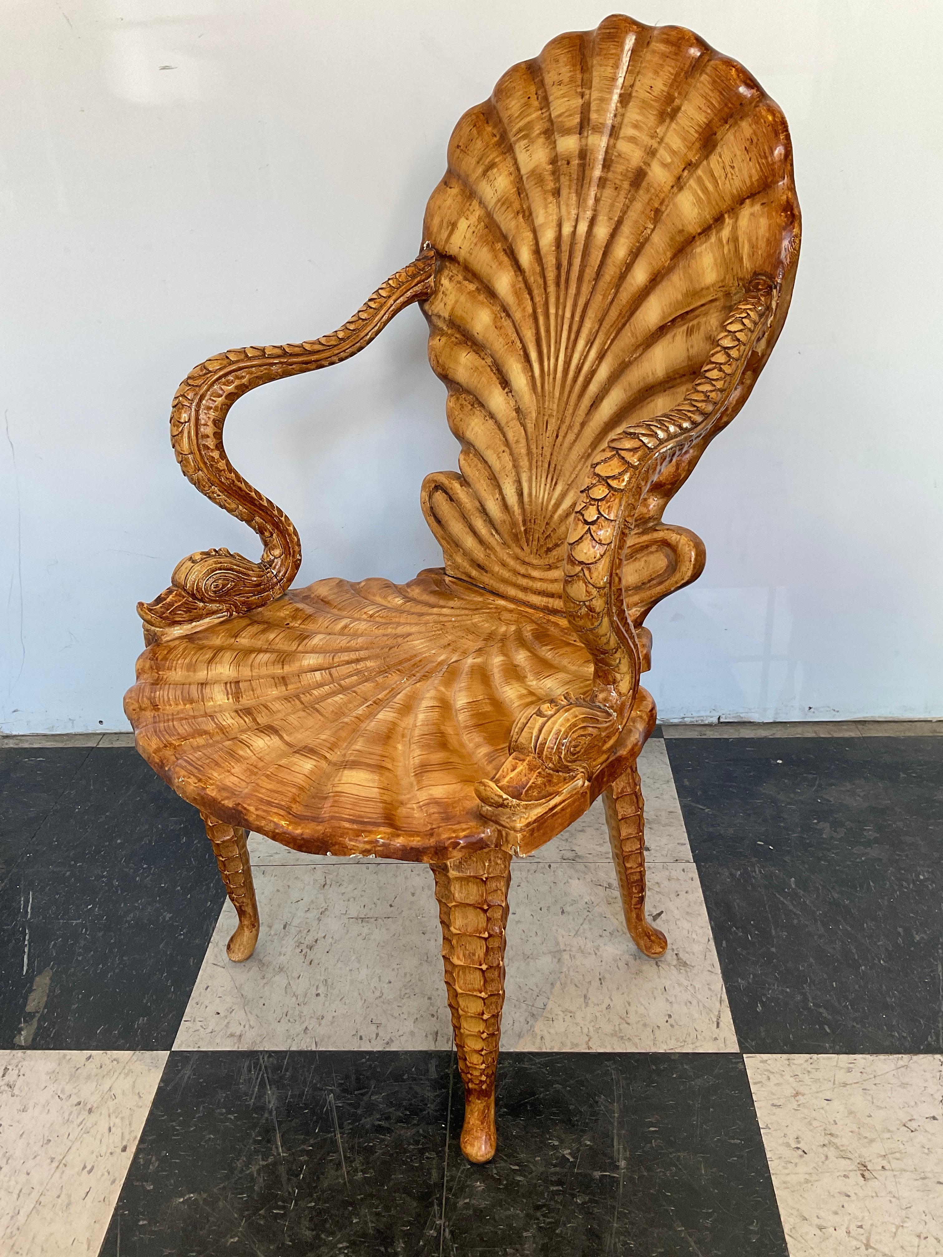 1960s Carved Wood Italian Fantasy Chair In Good Condition In Tarrytown, NY