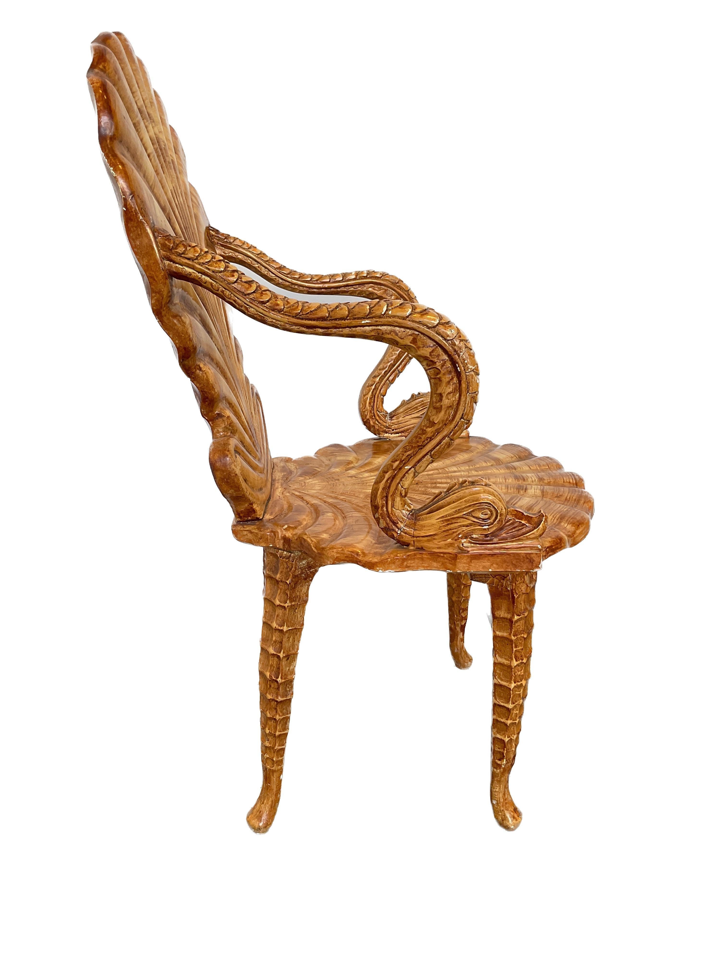 1960s Carved Wood Italian Fantasy Chair 2