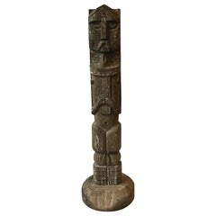 1960s Carved Wood Tiki Totem Sculpture Of A Knight
