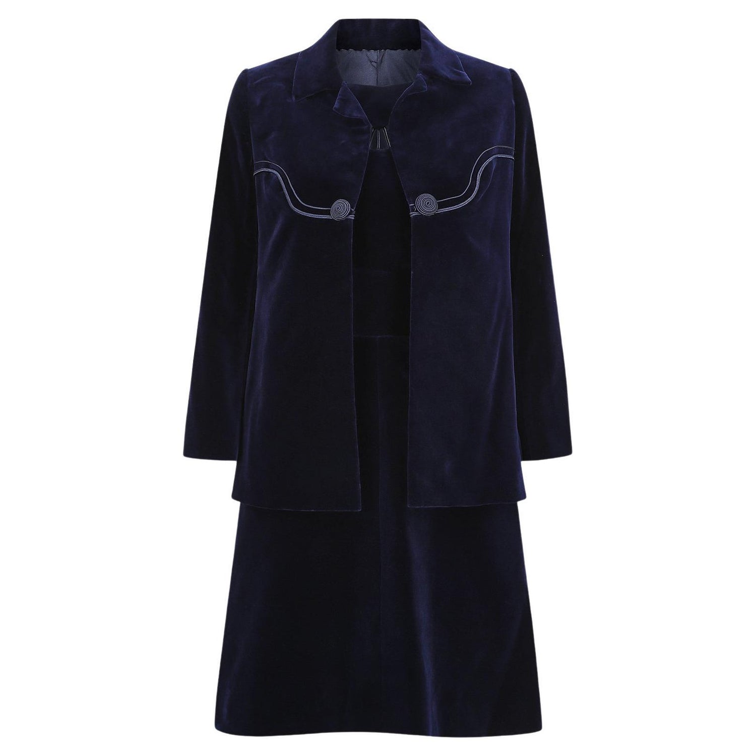 Carven Black Wool Blazer Jacket and Flare Mini Skirt Set, Size 38 For Sale  at 1stDibs