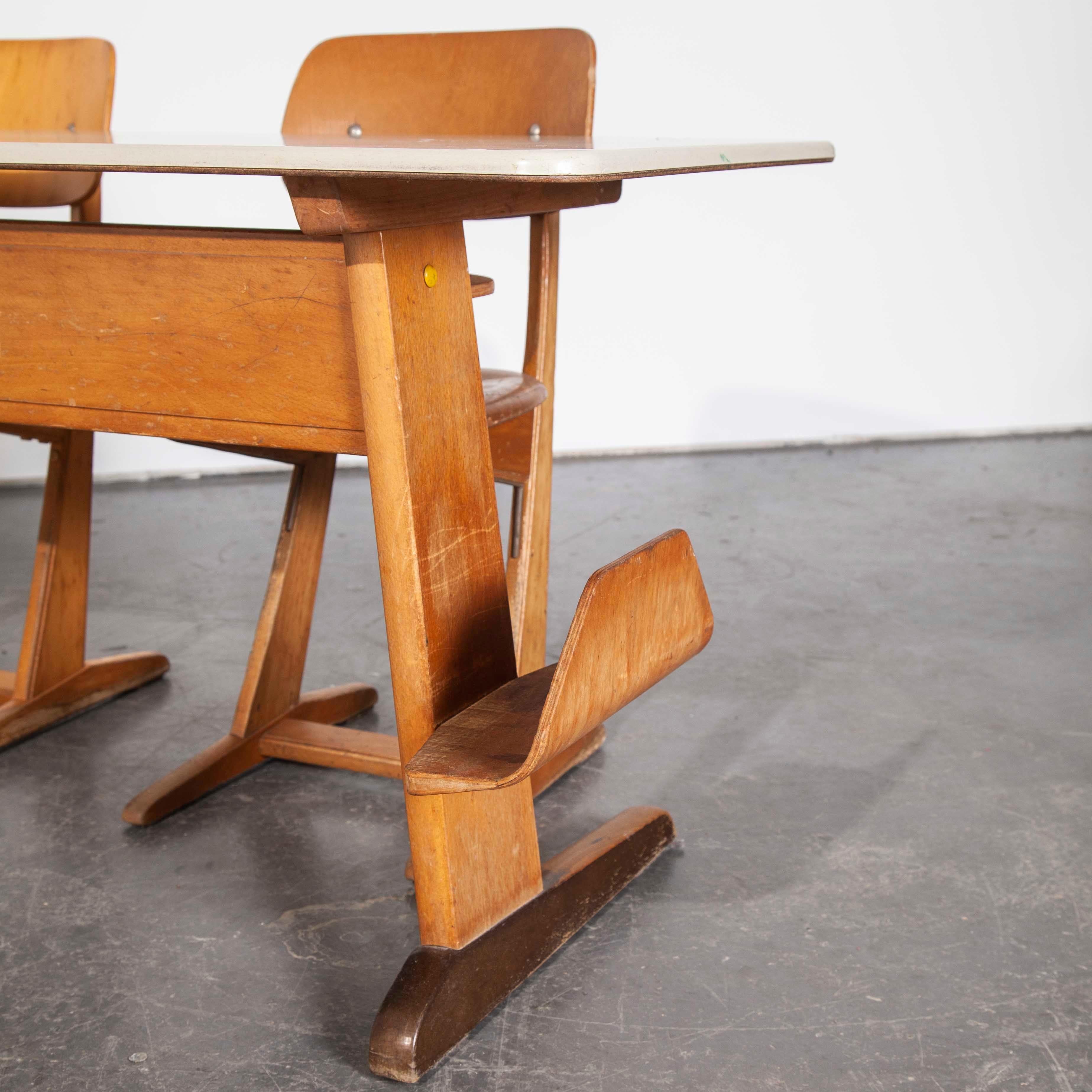 1960s Casala Children’s desk and chair set. Casala is one of Germanys best known furniture producers still producing to this day. In our view the 1960s was their heyday. These practical slightly Scandi school desks/tables are great fun and are sold