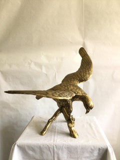 1960s Cast Brass Sculpture Of An Eagle On A Branch