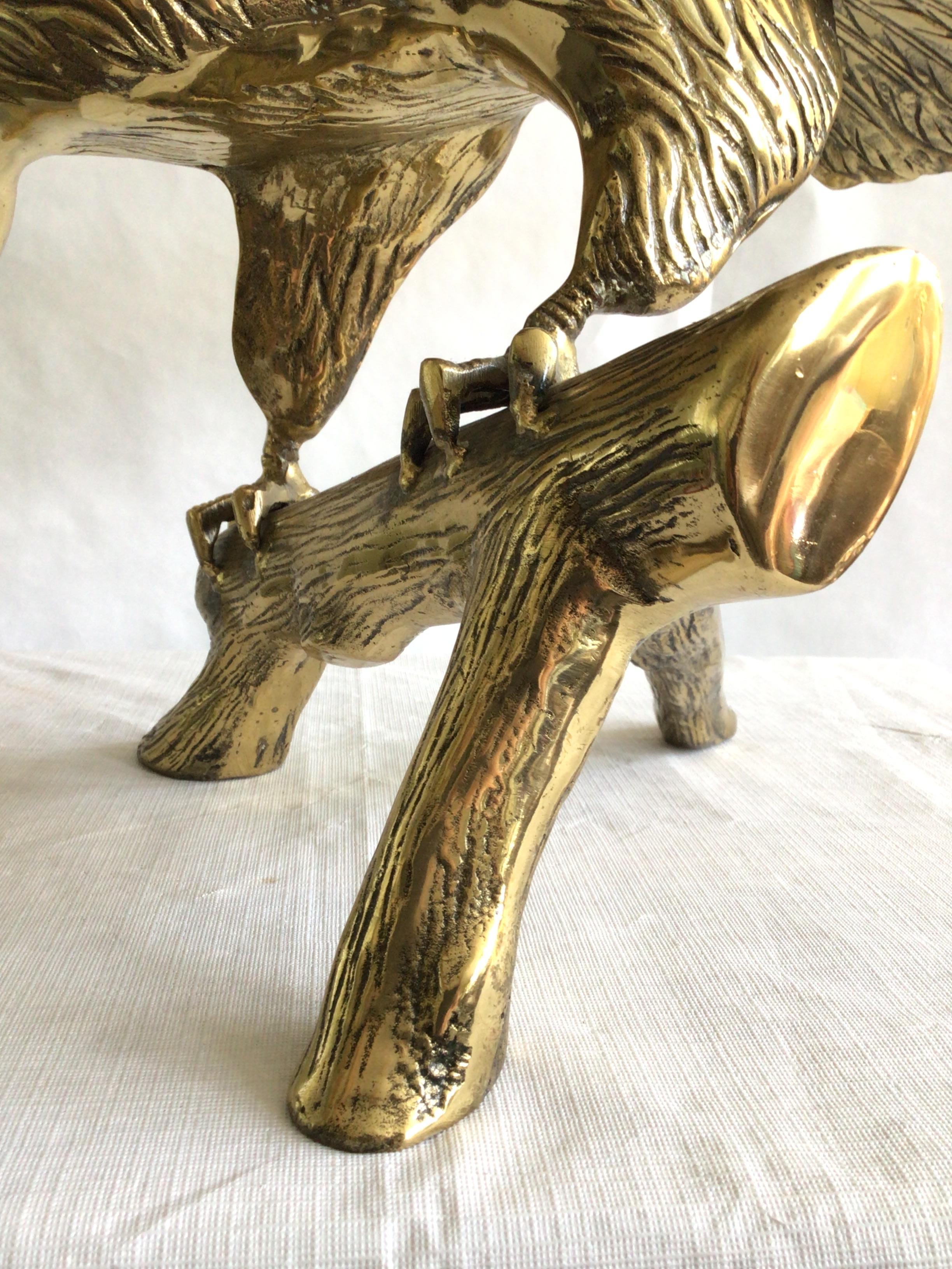 1960s Cast Brass Sculpture Of An Eagle On A Branch 1