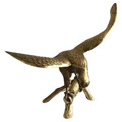 1960s Cast Brass Sculpture Of An Eagle On A Branch