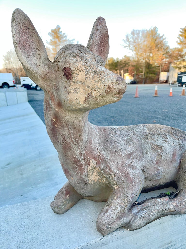 1960's Cast Cement Deer Garden Ornament For Sale at 1stDibs