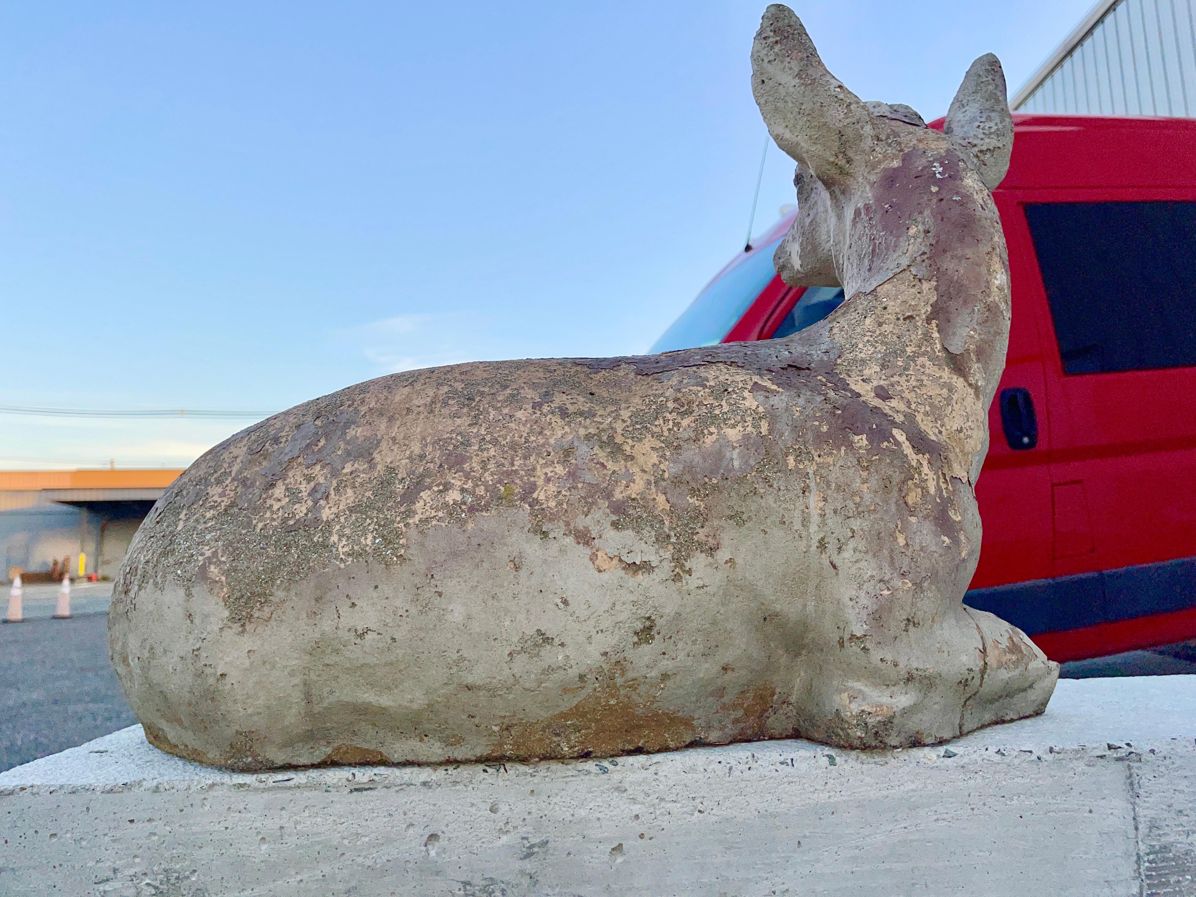 American 1960's Cast Cement Deer Garden Ornament