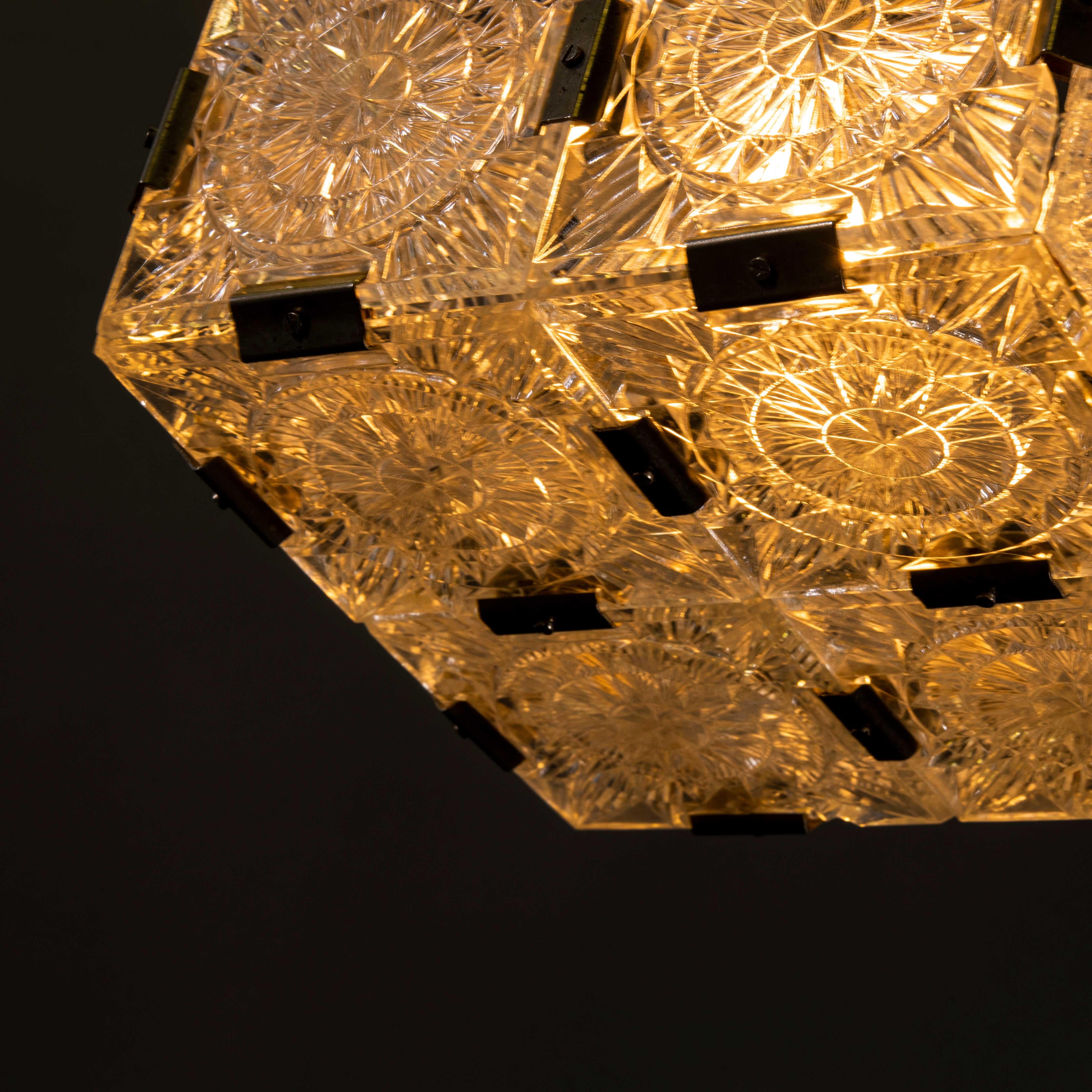 1960's Cast Glass Cube Pendant Lamps For Sale 6