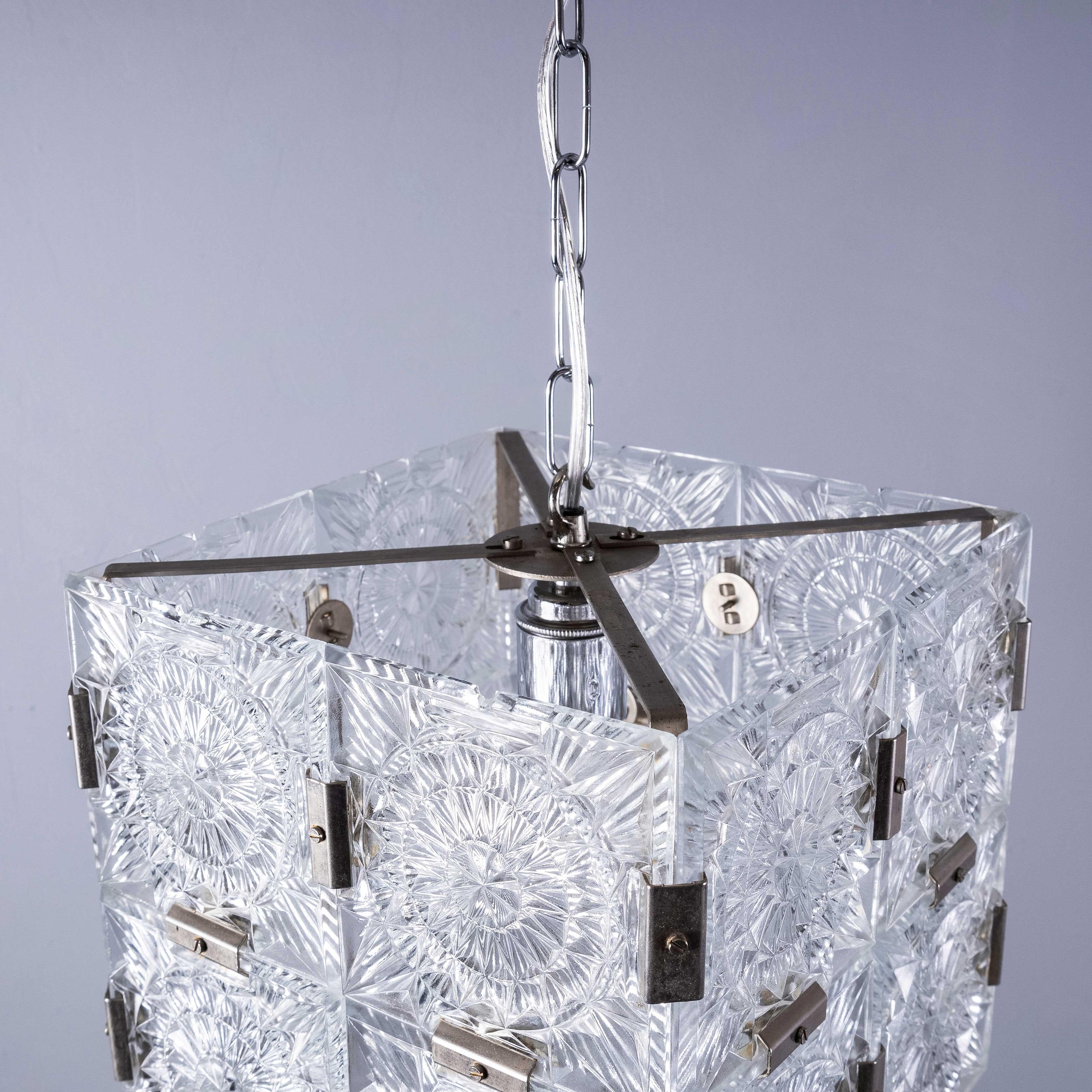 1960's Cast Glass Cube Pendant Lamps For Sale 4