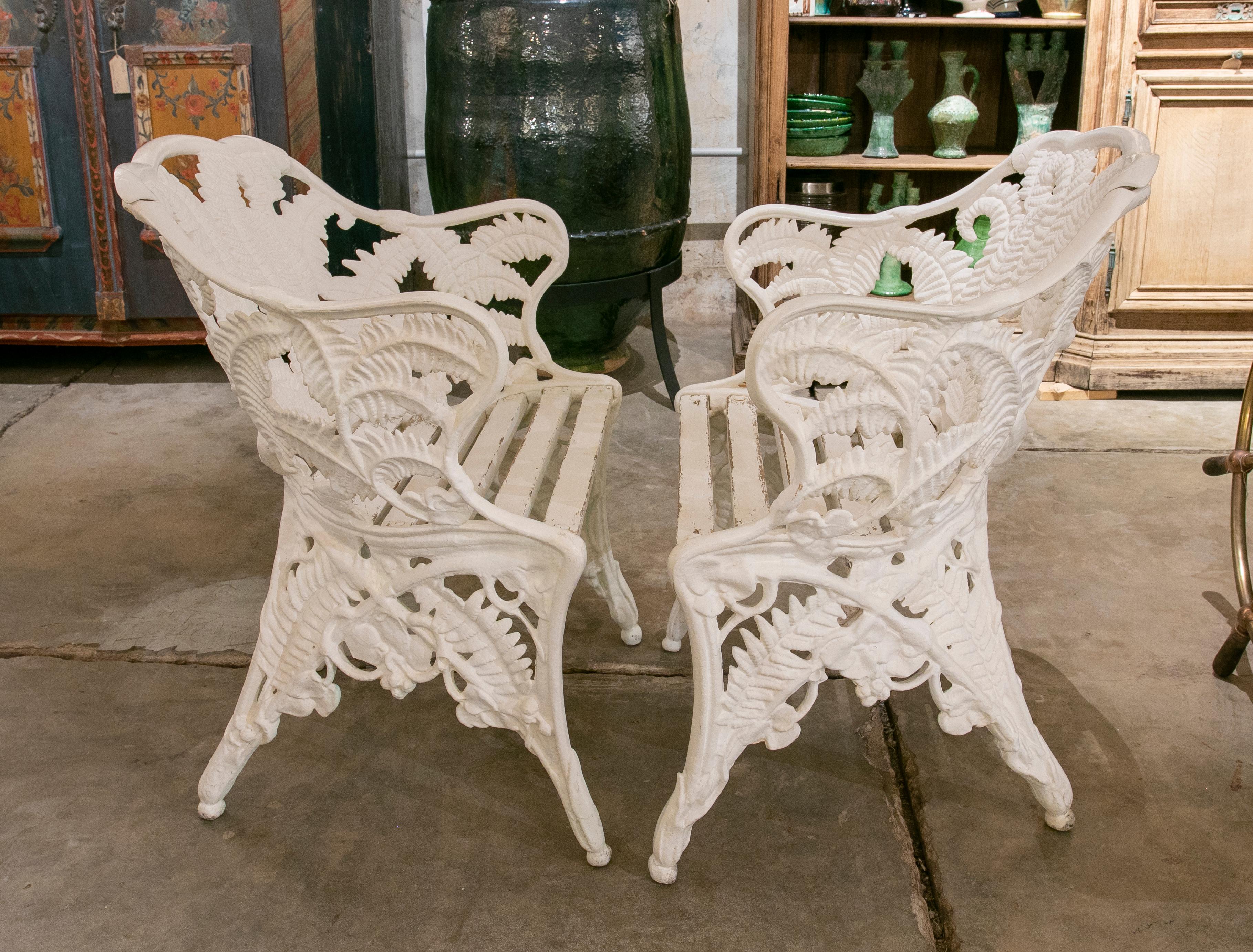 Victorian 1960s Cast Metal Armchairs Made by Melins Metal Foundry, Anderstorp in Sweden