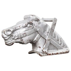 Cheval à bascule pour aire de jeux en métal coulé des années 1960:: tête de cheval