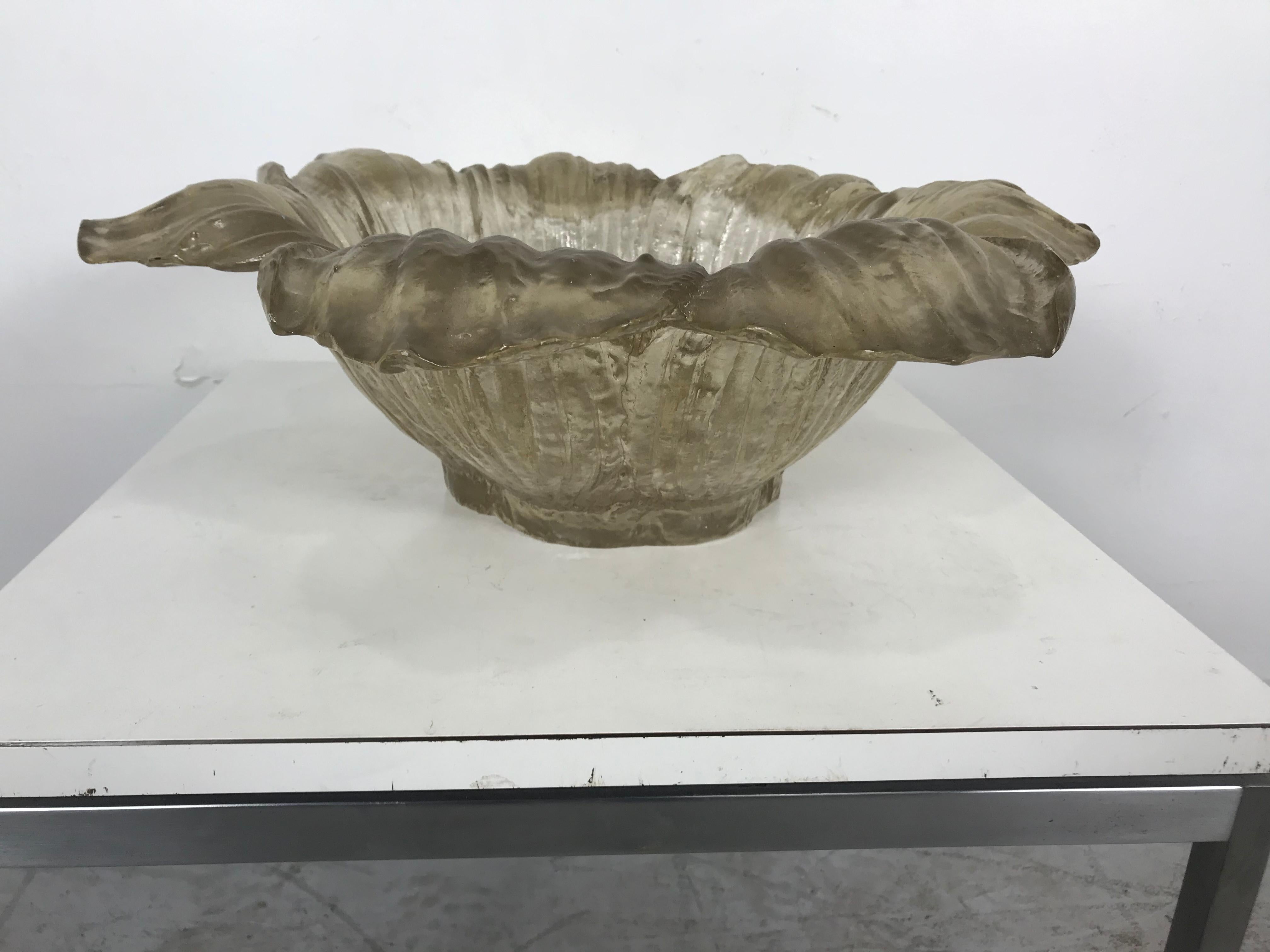 1960s cast resin flower shape bowl / centerpiece by Dorothy Thorpe, retains original label.
