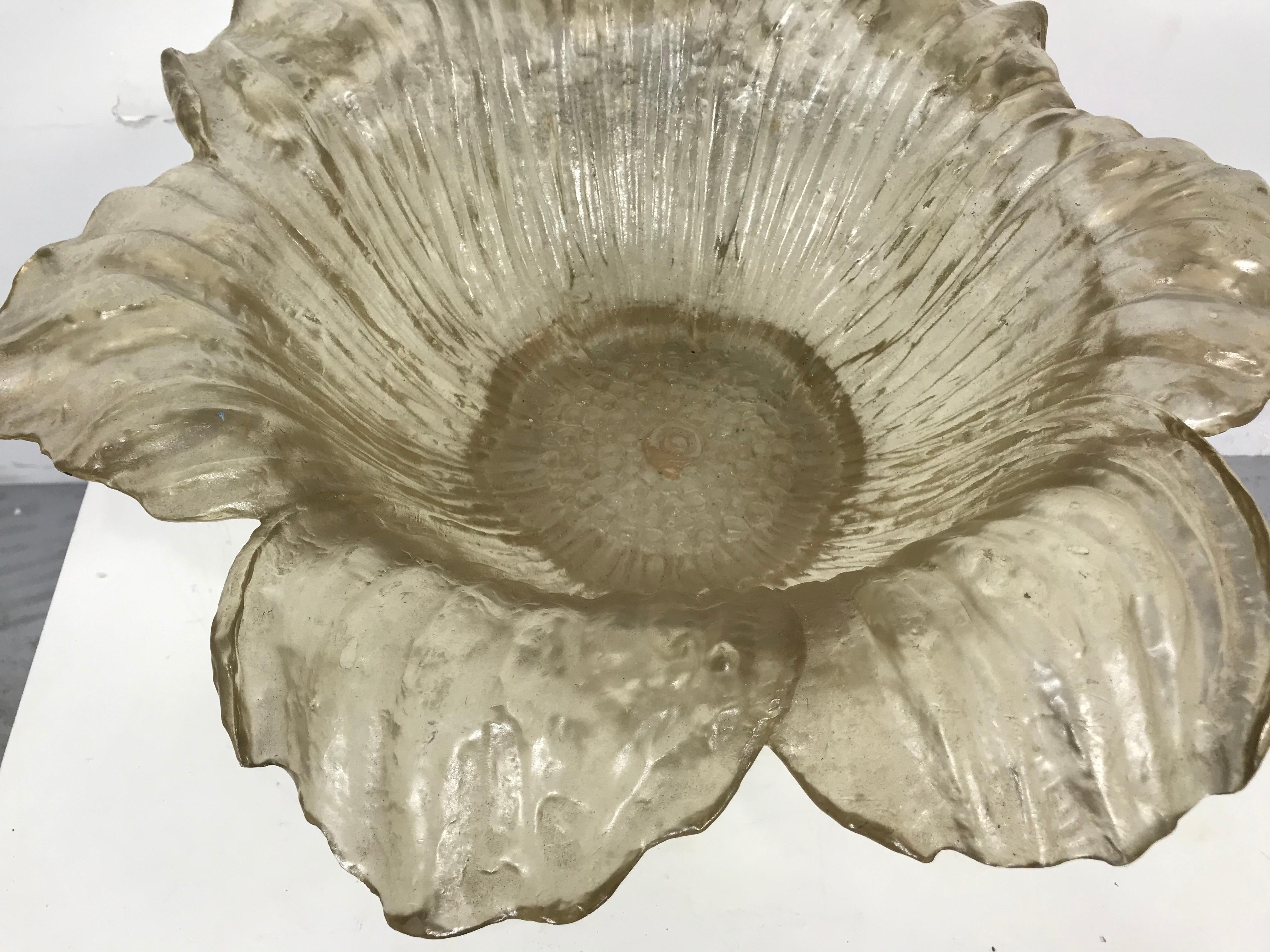 Mid-Century Modern 1960s Cast Resin Flower Shape Bowl / Centerpiece by Dorothy Thorpe For Sale