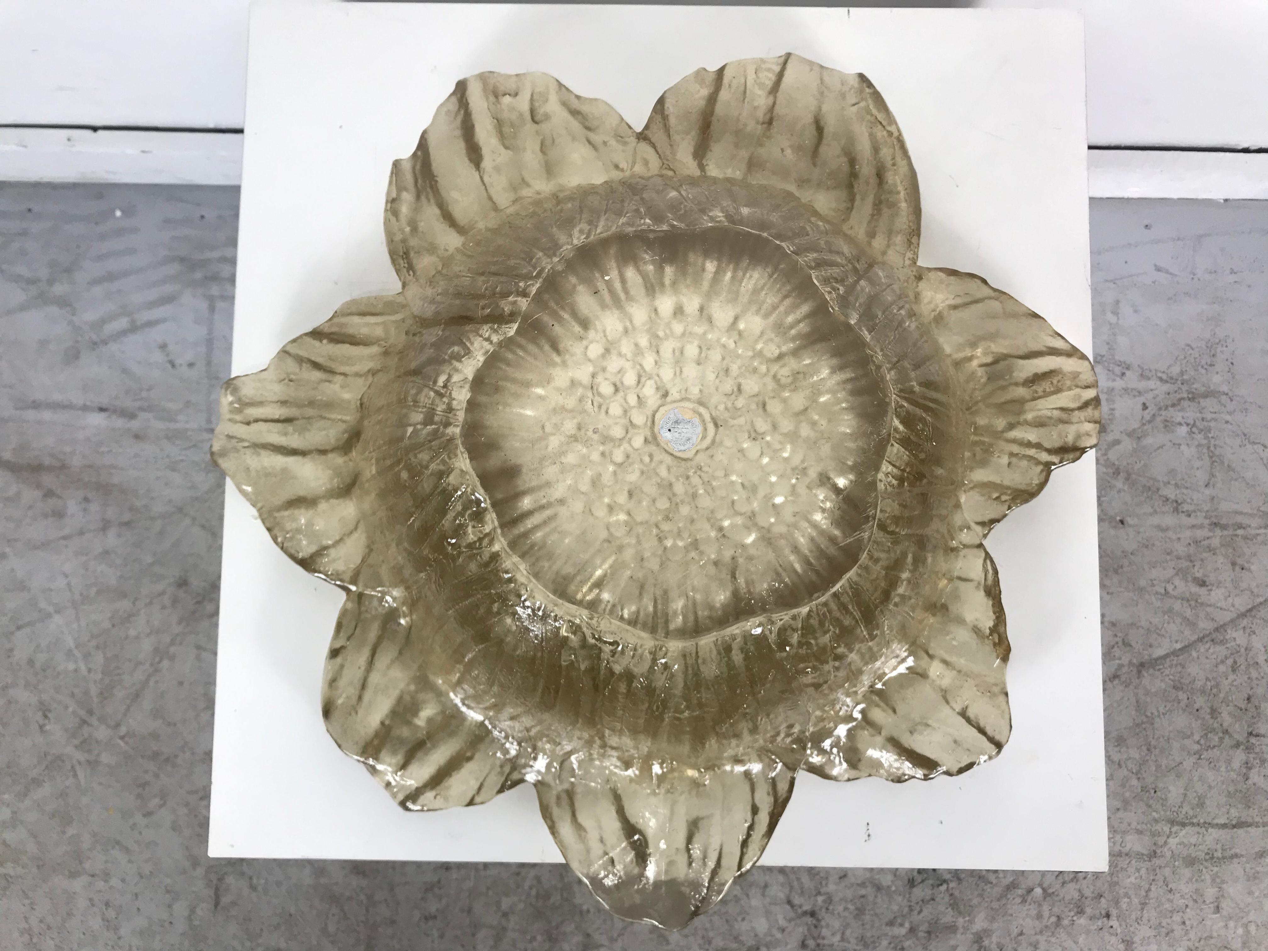 1960s Cast Resin Flower Shape Bowl / Centerpiece by Dorothy Thorpe In Good Condition For Sale In Buffalo, NY