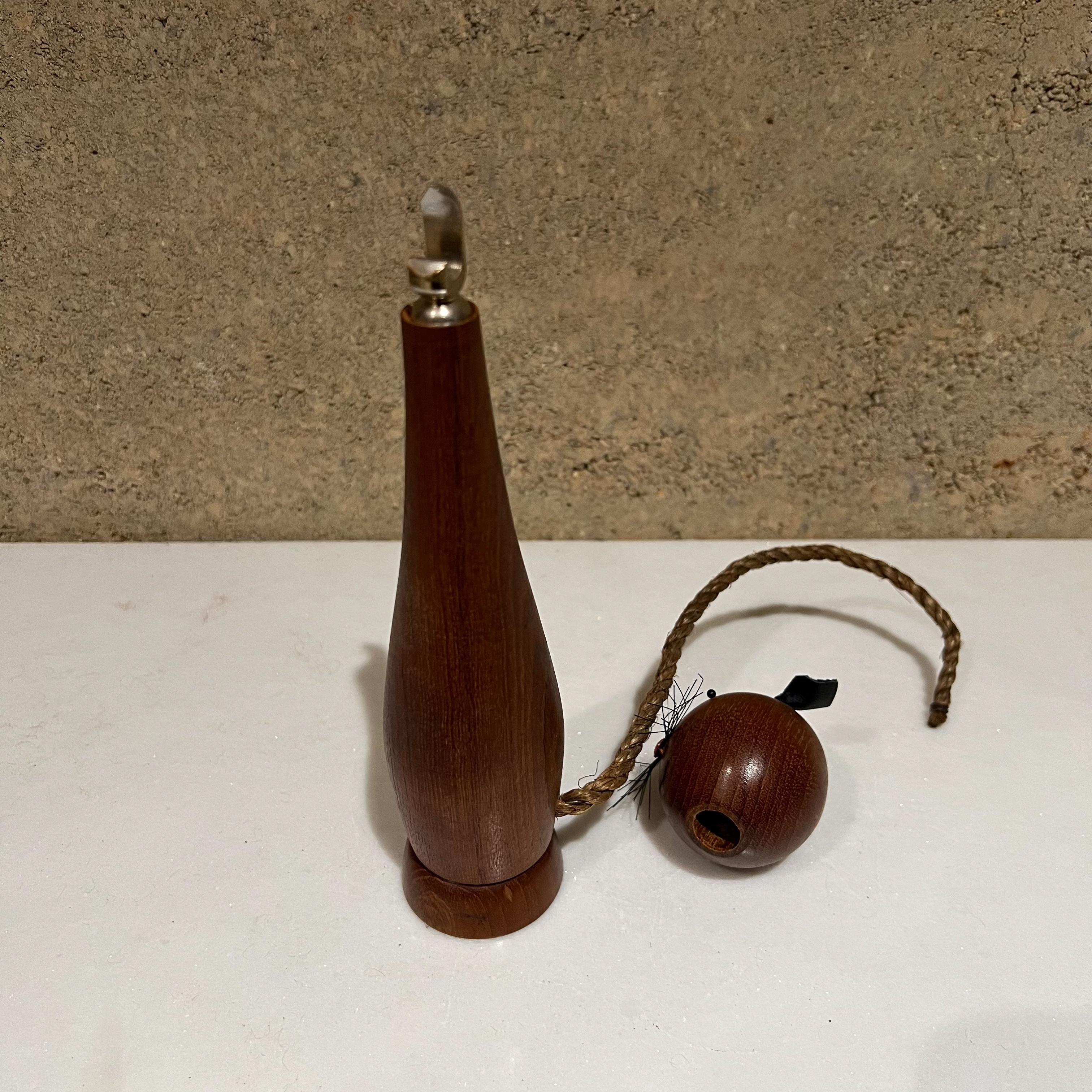 Danish 1960s Cat Bottle Opener in Teakwood with Leather Ears Barware from Denmark