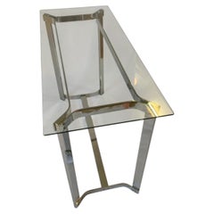 1960s Cayley Console by Richard Young for Merrow Associates, glass, chrome steel
