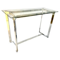 1960s Cayley Console by Richard Young for Merrow Associates, glass, chrome steel