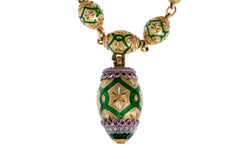 1960s Cazzaniga Green Enamel, Ruby Diamond Gold Charm Bracelet