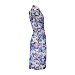 1960s Ceil Chapman Purple and Lilac Floral Silk Dress