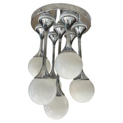 Vintage 1960's ceiling lamp "Bubble" by Goffredo Reggiani, Italy, opaline and chrome