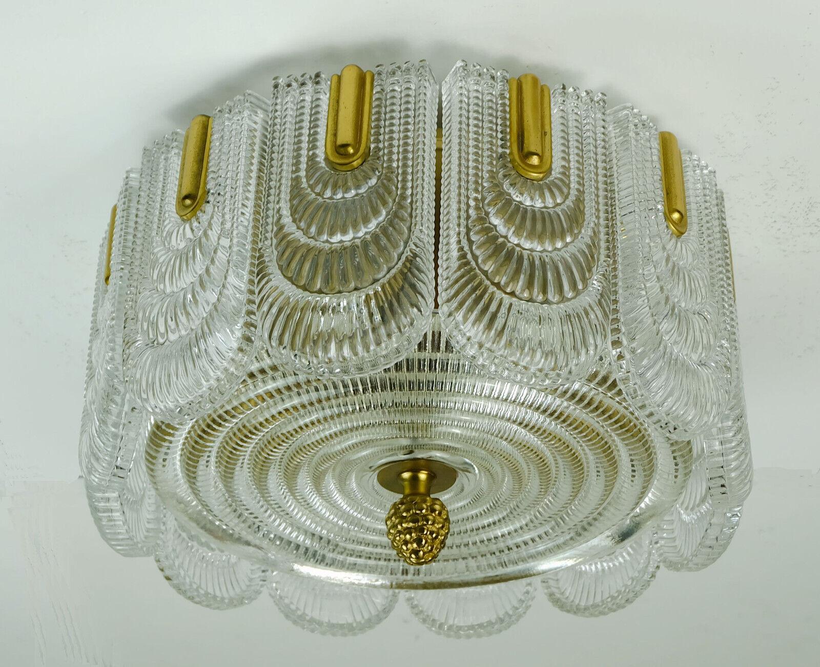 1960s Ceiling Lamp Ceiling Fixture Brass and Glass Hollywood Regency Style 2