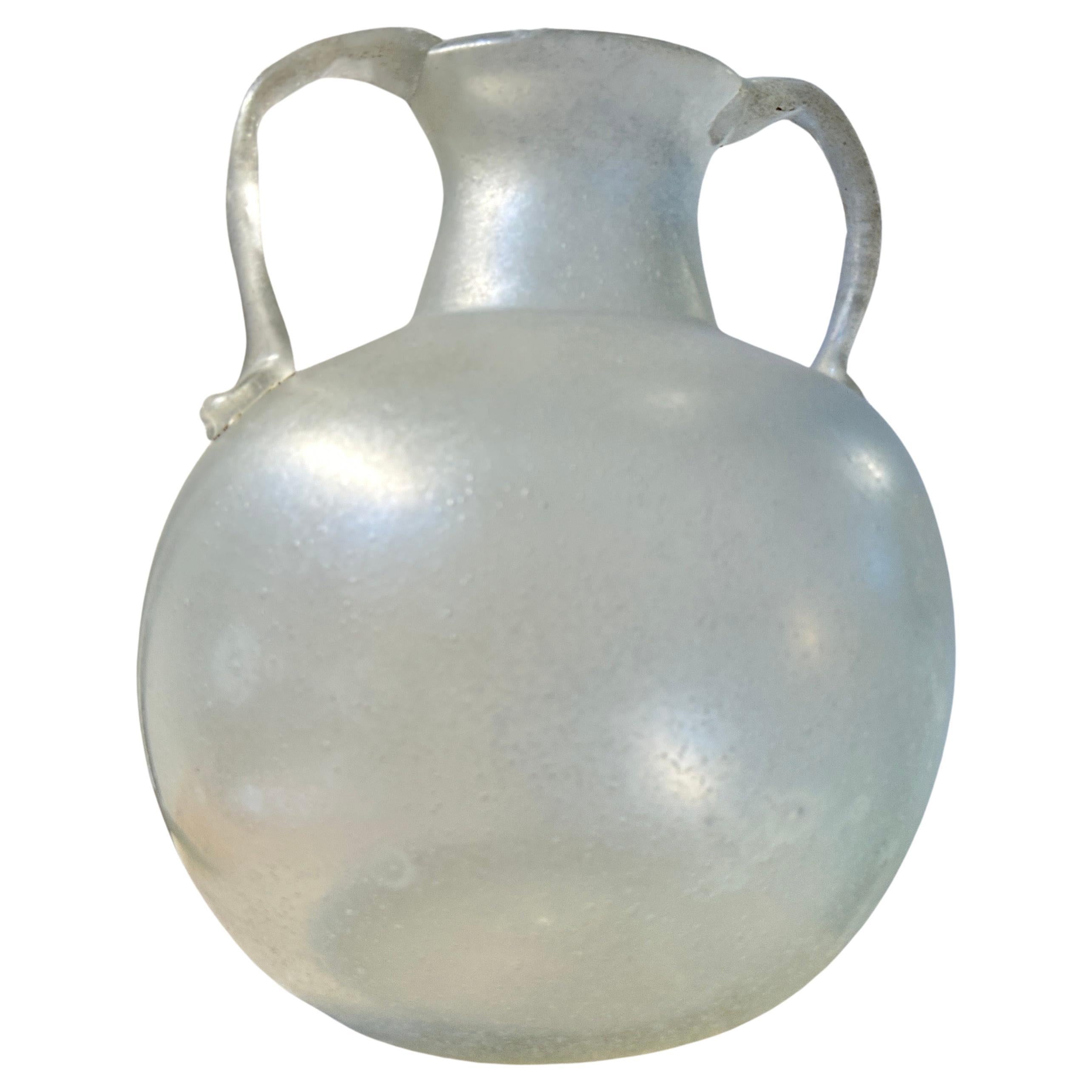 1960s Cenedese Attributable White Scavo Murano Glass Big Amphora Vase For Sale