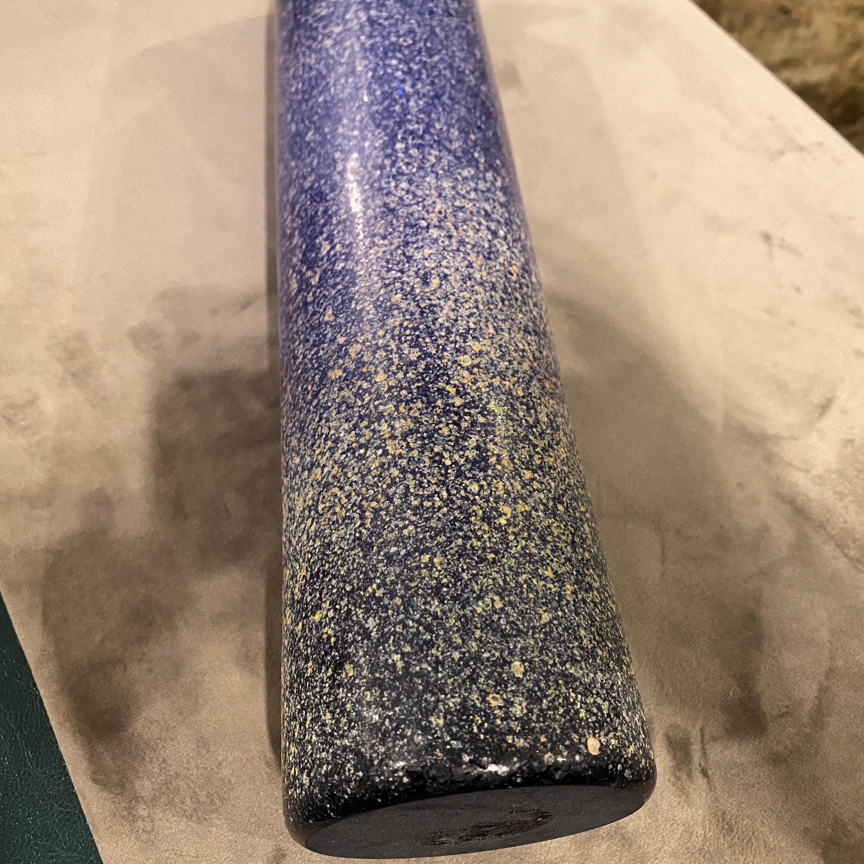 1960s Cenedese Attributed Mid-Century Modern Blue Scavo Murano Glass Vase 1
