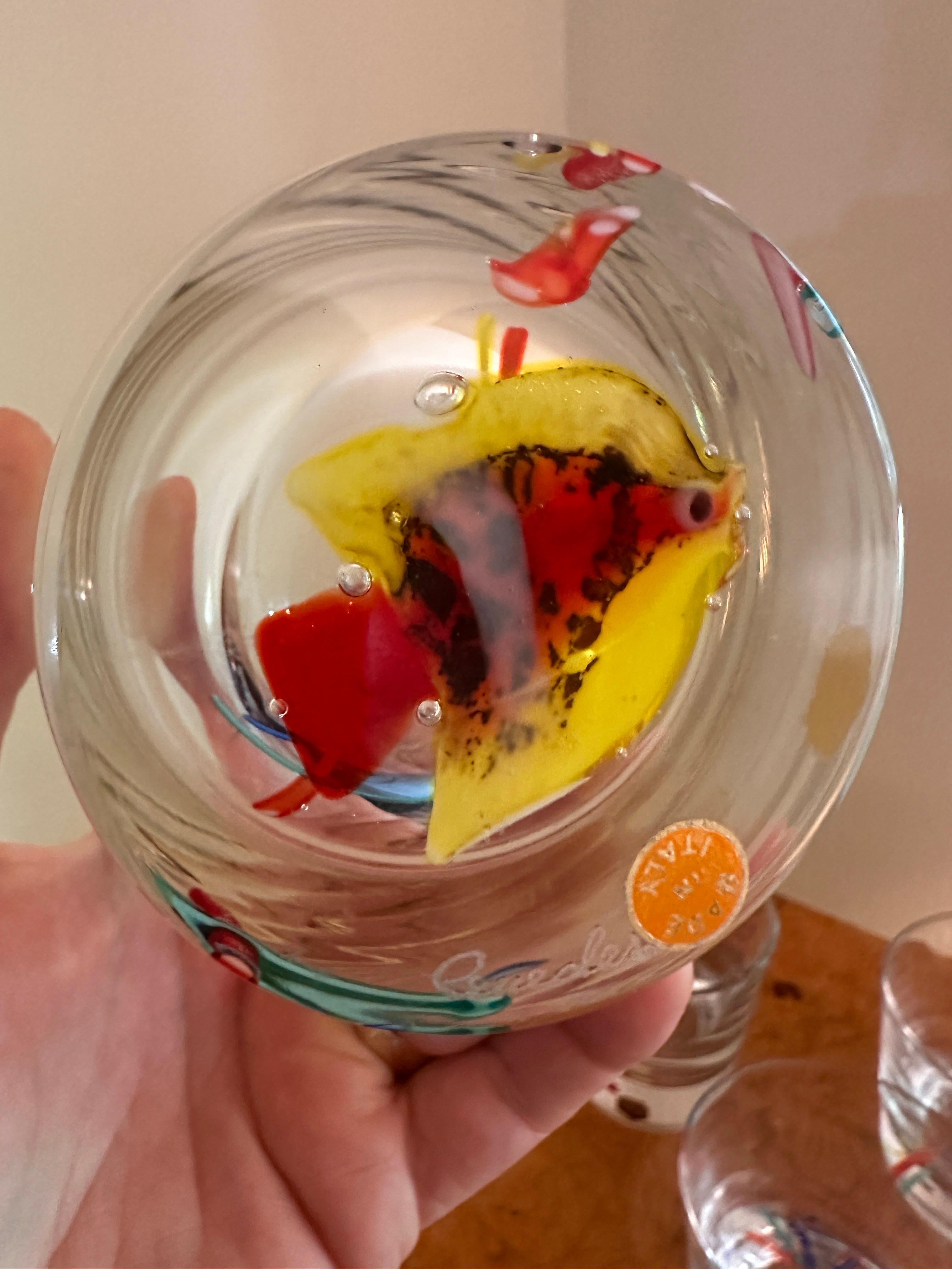 Italian 1960s Cenedese murano art glass rocks glasses set of four For Sale