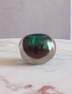 1960s Cenedese Sommerso Murano Glass Green Spherical Bowl