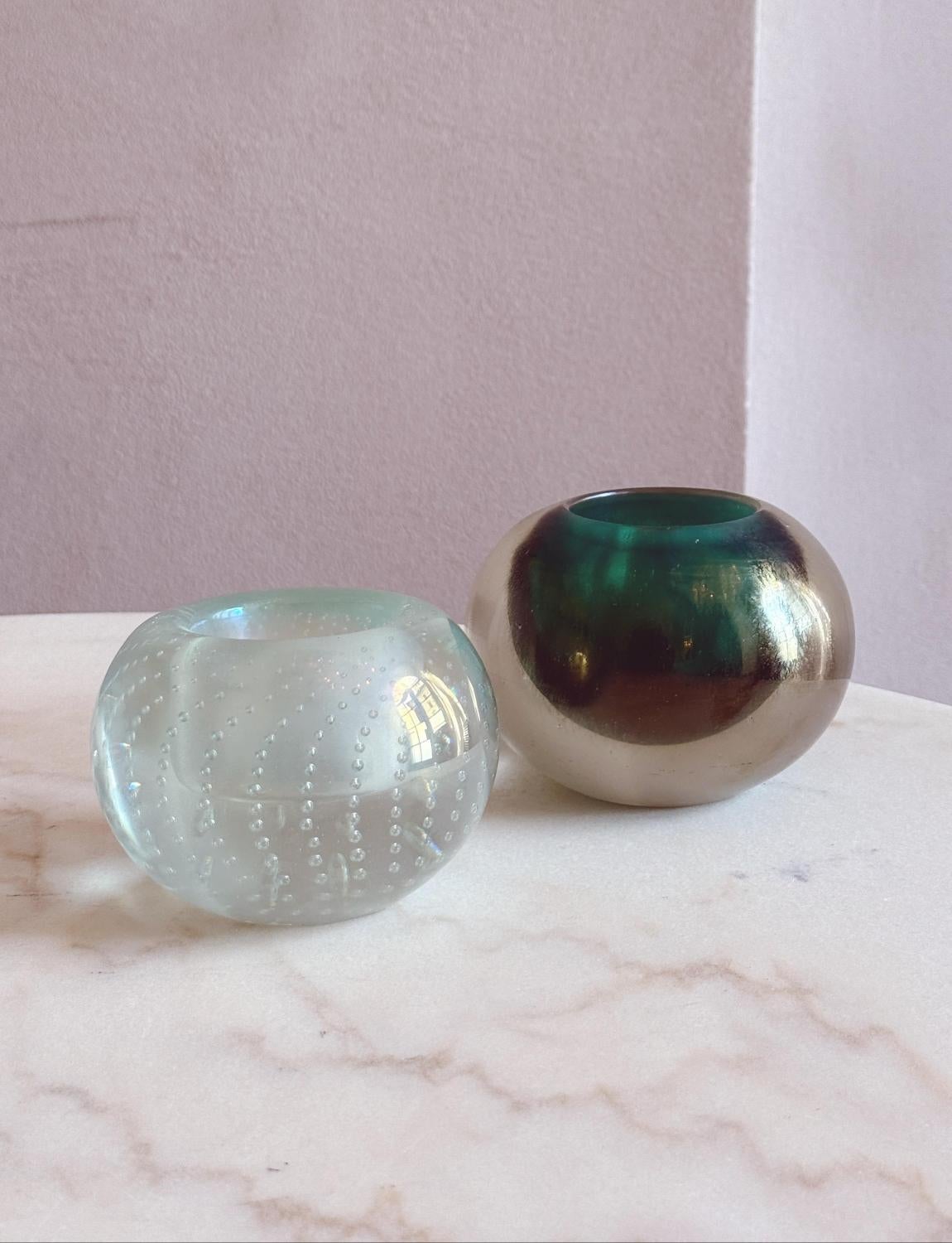 Verre Coupe sphérique verte en verre Murano Glass Sommerso Cenedese des années 1960 en vente