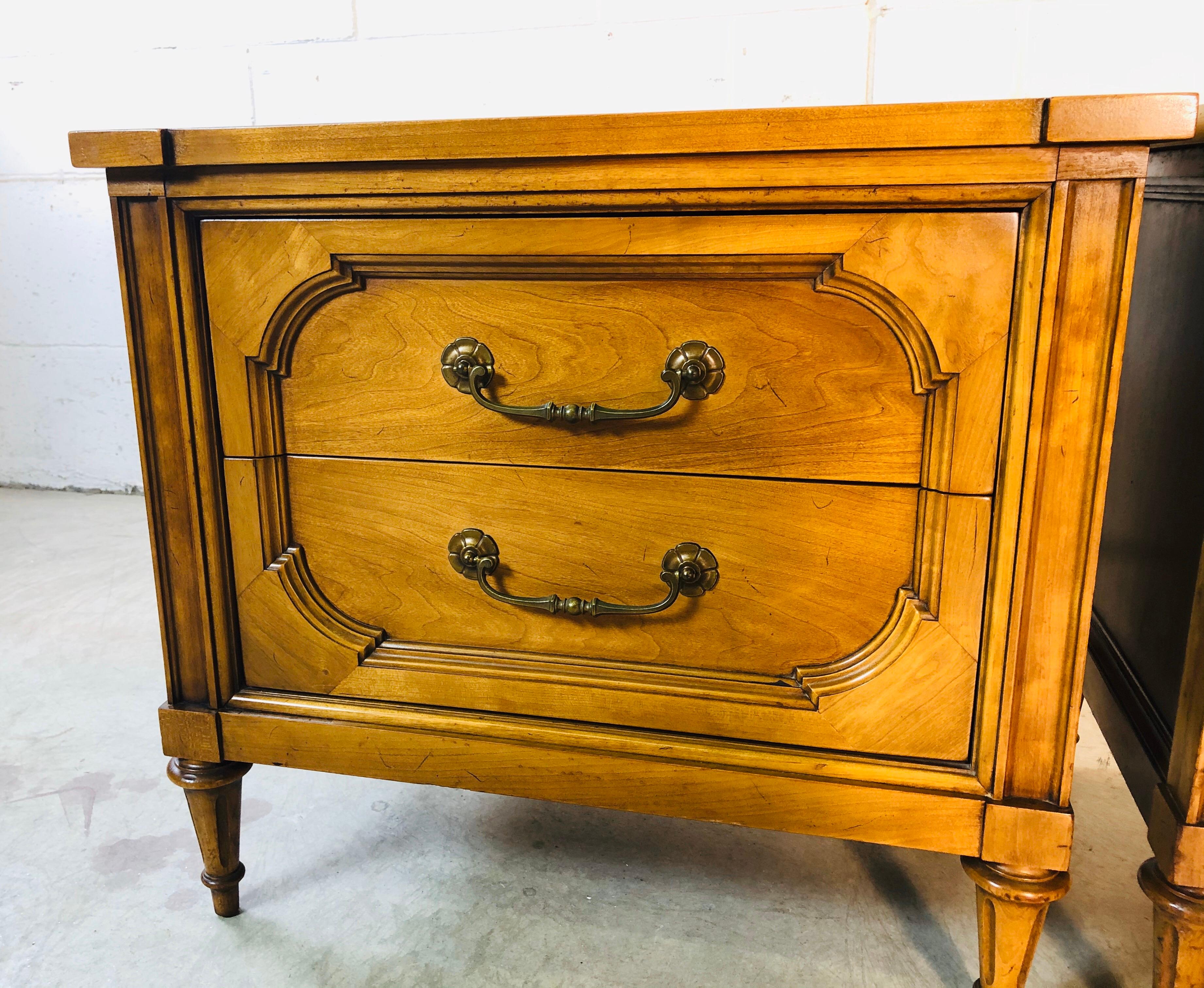 Mid-Century Modern 1960s Century Furniture Two-Drawer Nightstands, Pair For Sale