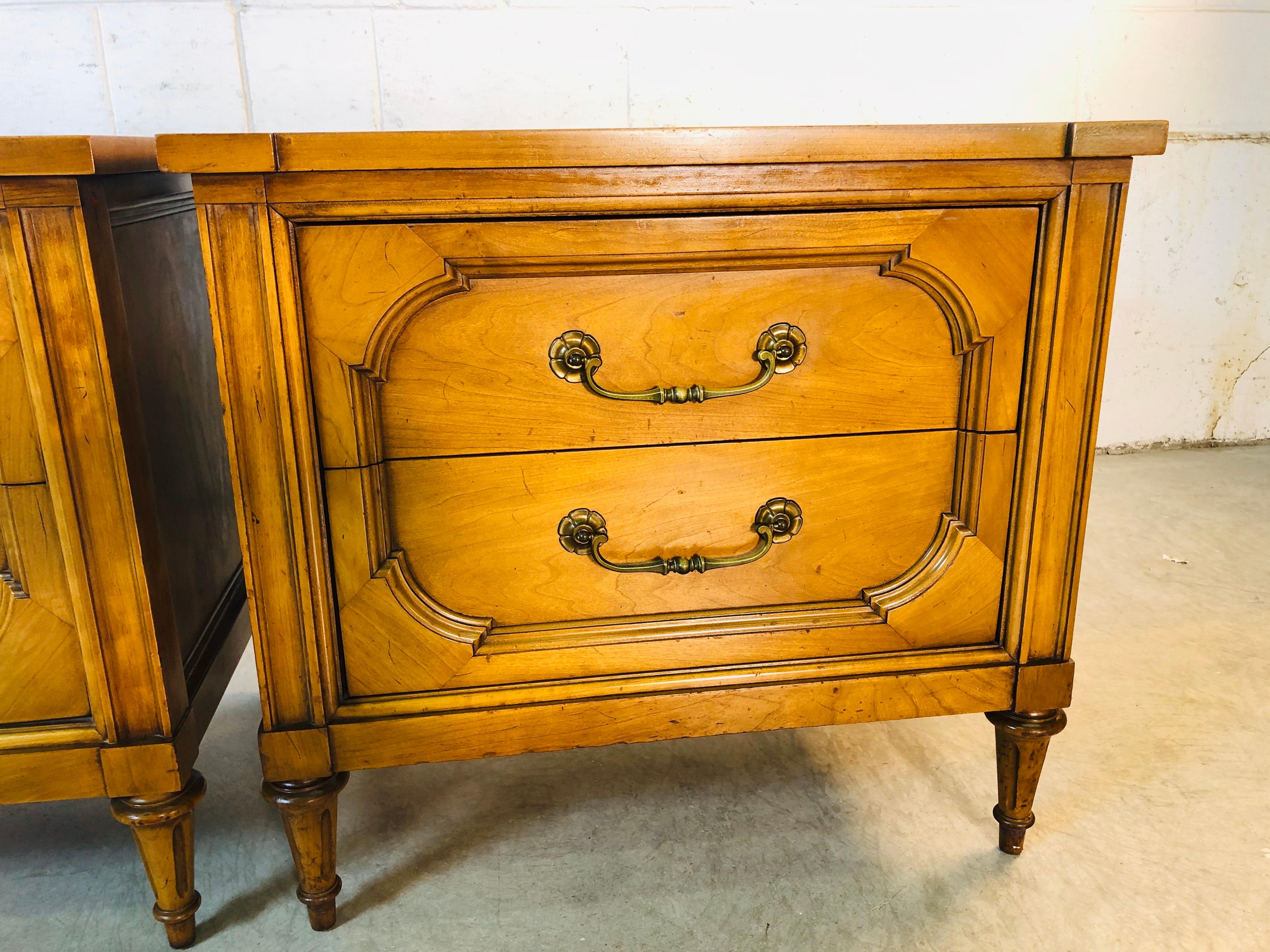 American 1960s Century Furniture Two-Drawer Nightstands, Pair For Sale