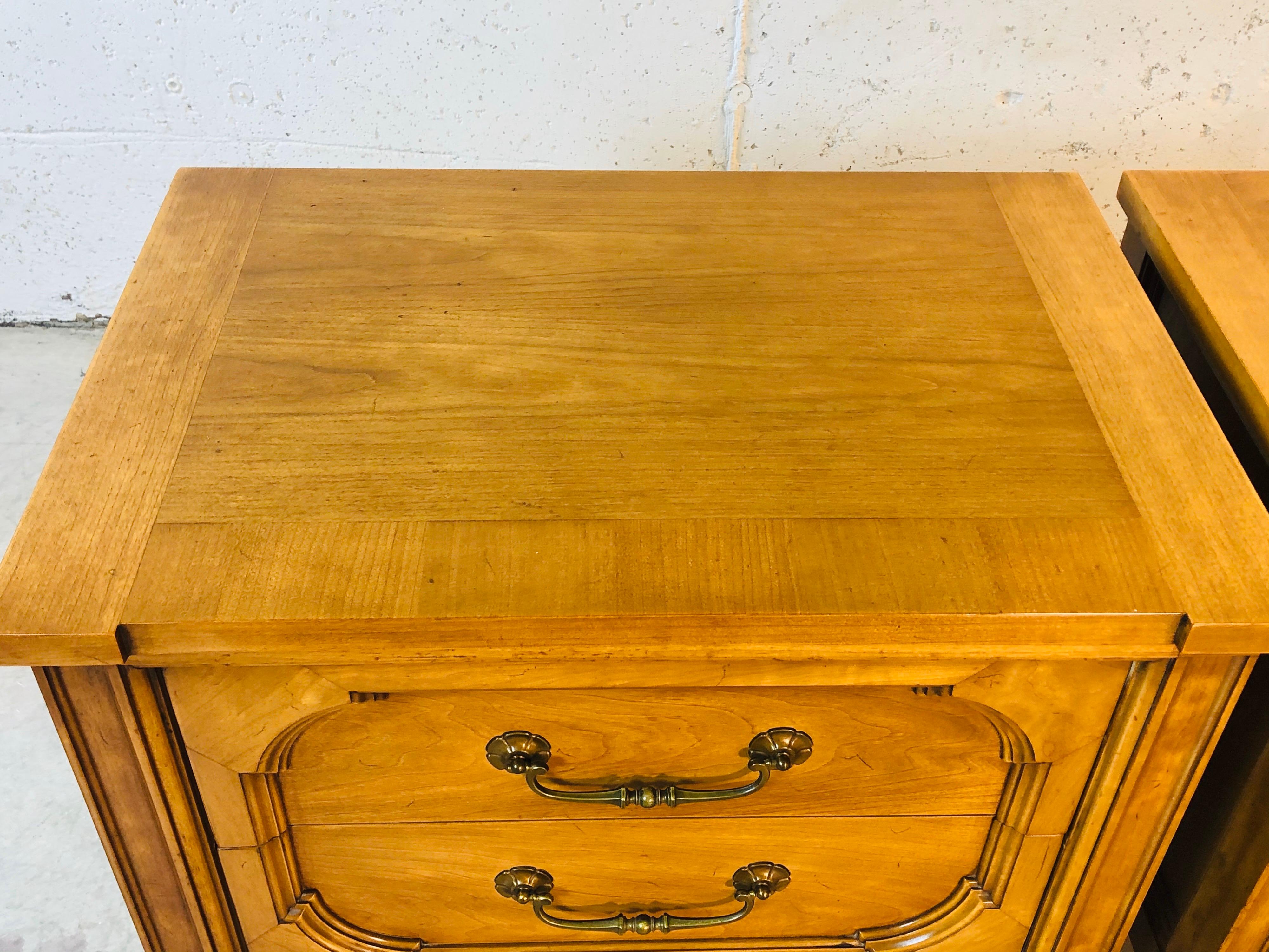 Wood 1960s Century Furniture Two-Drawer Nightstands, Pair For Sale