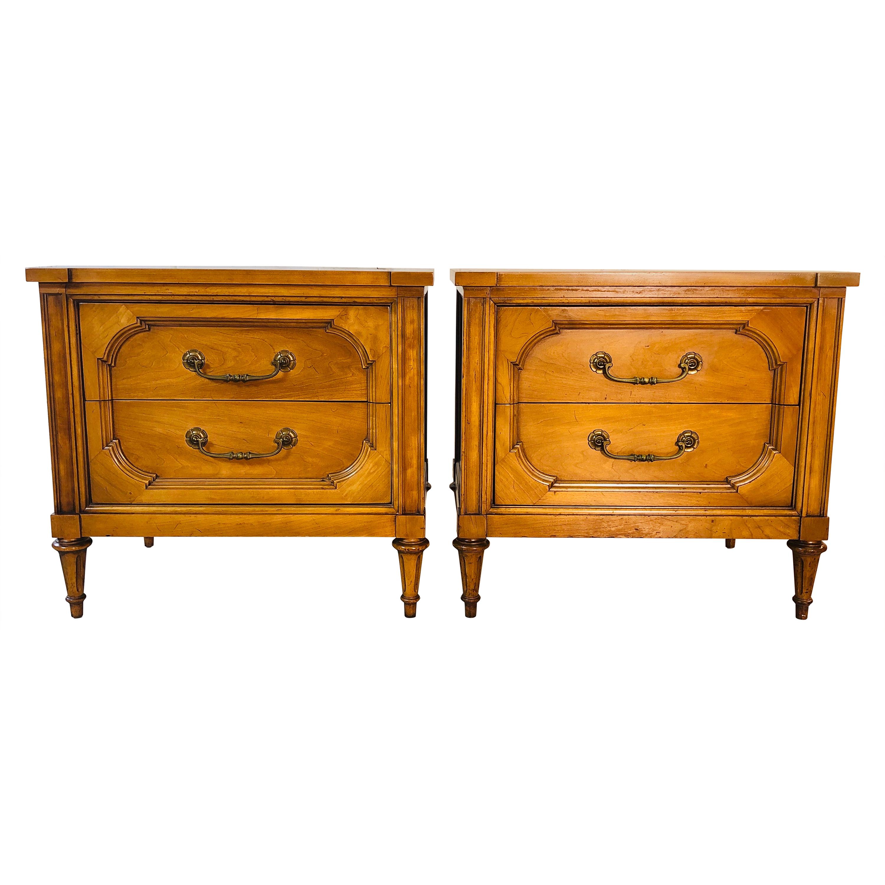 1960s Century Furniture Two-Drawer Nightstands, Pair For Sale