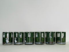 1960s Cera Joe’s Bar & Grill Green Whimsical Tumbler Glasses – Set of 6
