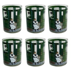 1960s Cera Joe’s Bar & Grill Green Whimsical Tumbler Glasses – Set of 6