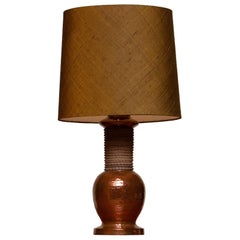 1960s, Ceramic and Copper Bitossi Italy Table Lamp for Bergboms, Sweden