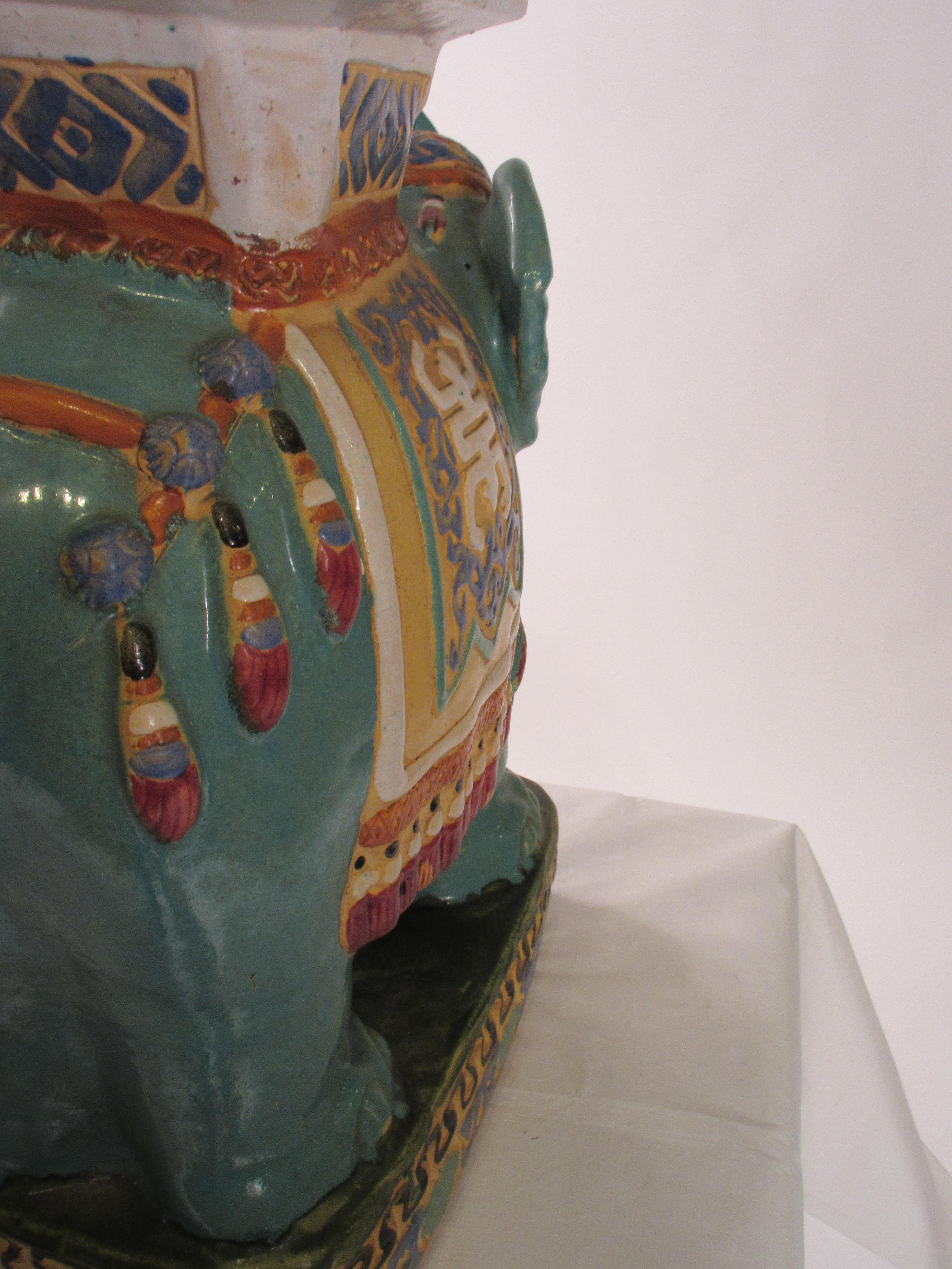 1960s Ceramic Elephant Garden Seat 6