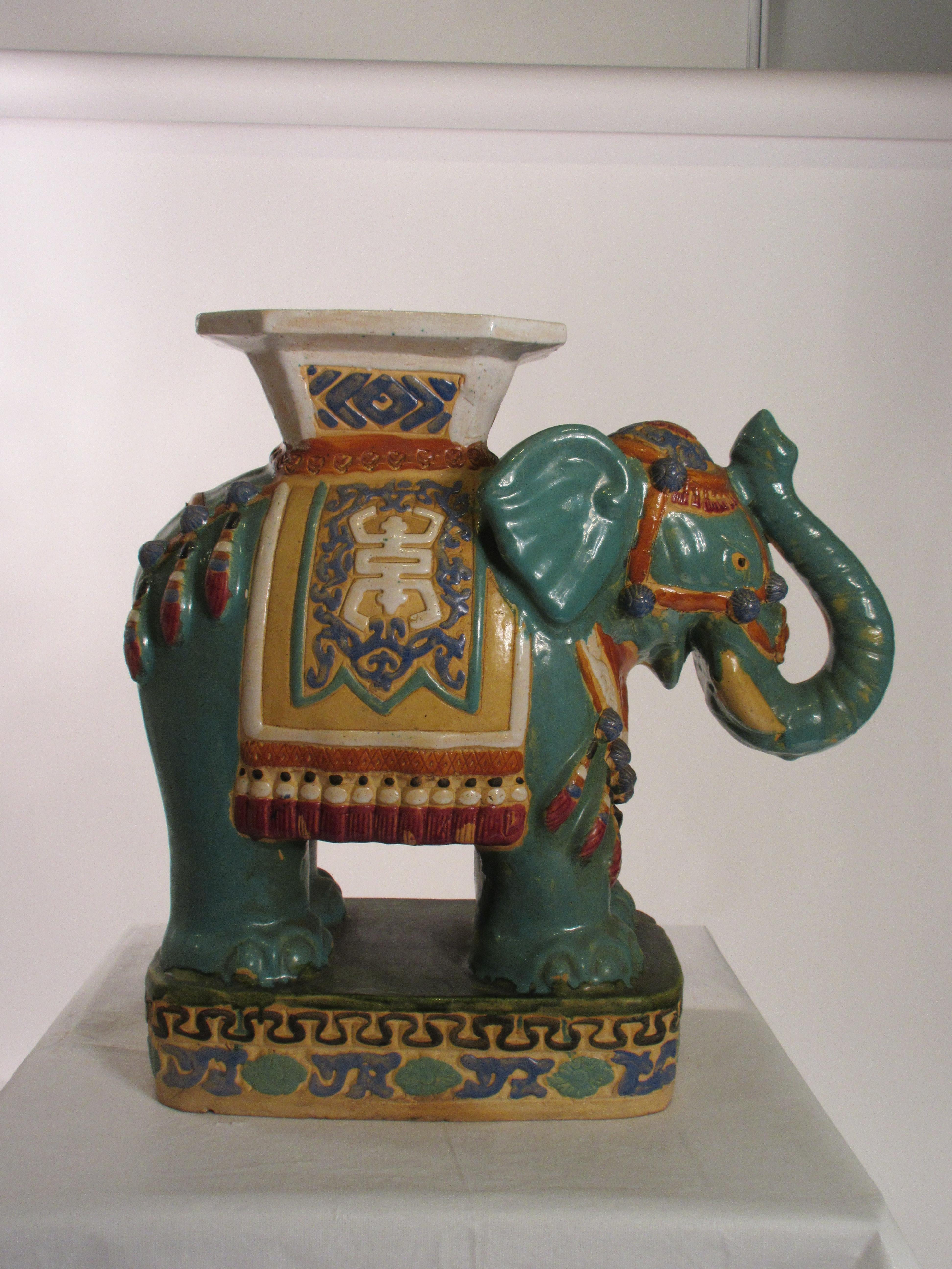 1960s ceramic elephant garden seat.