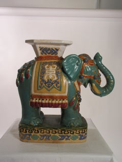 1960s Ceramic Elephant Garden Seat