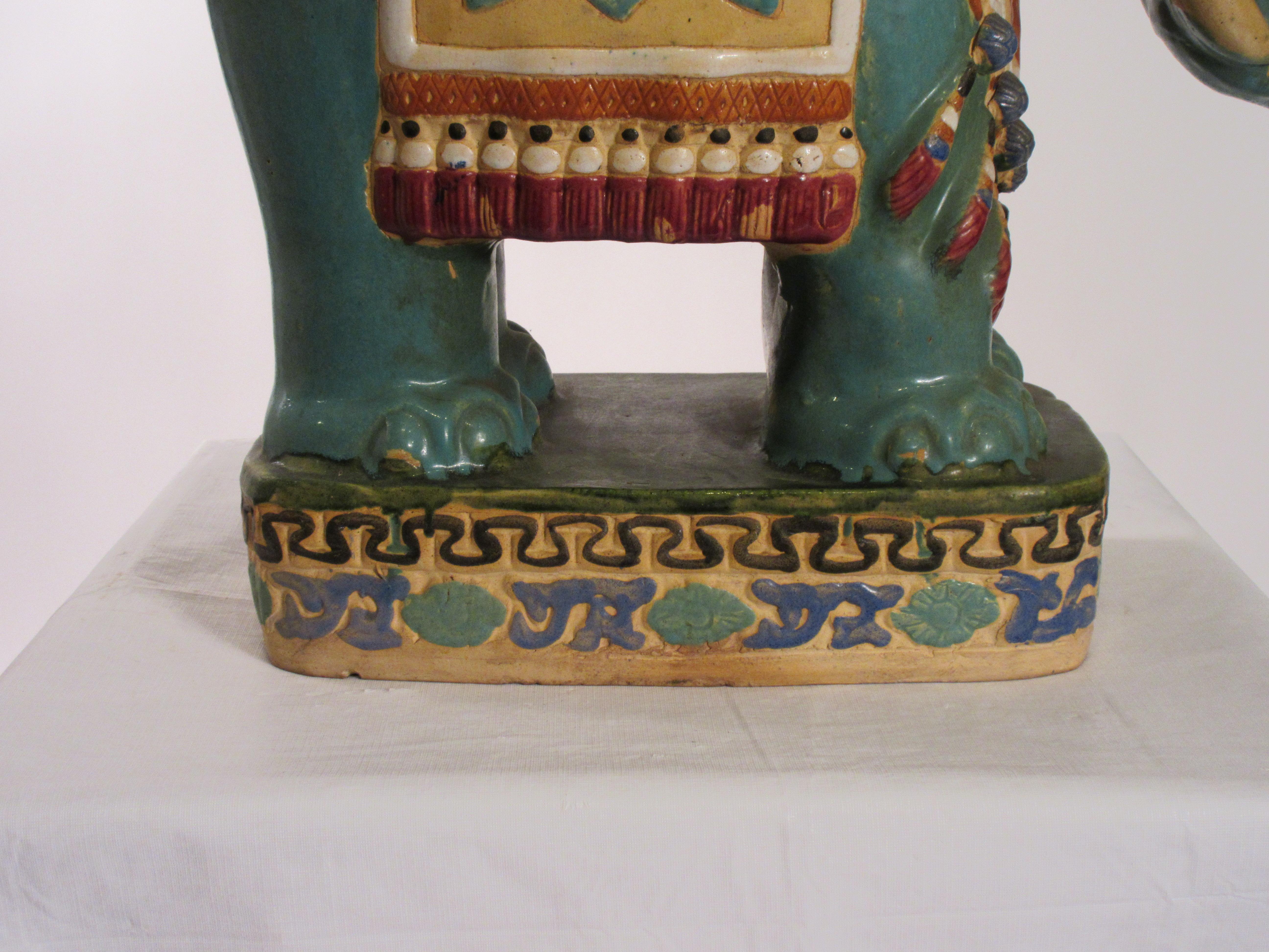 antique vintage ceramic elephant garden stools