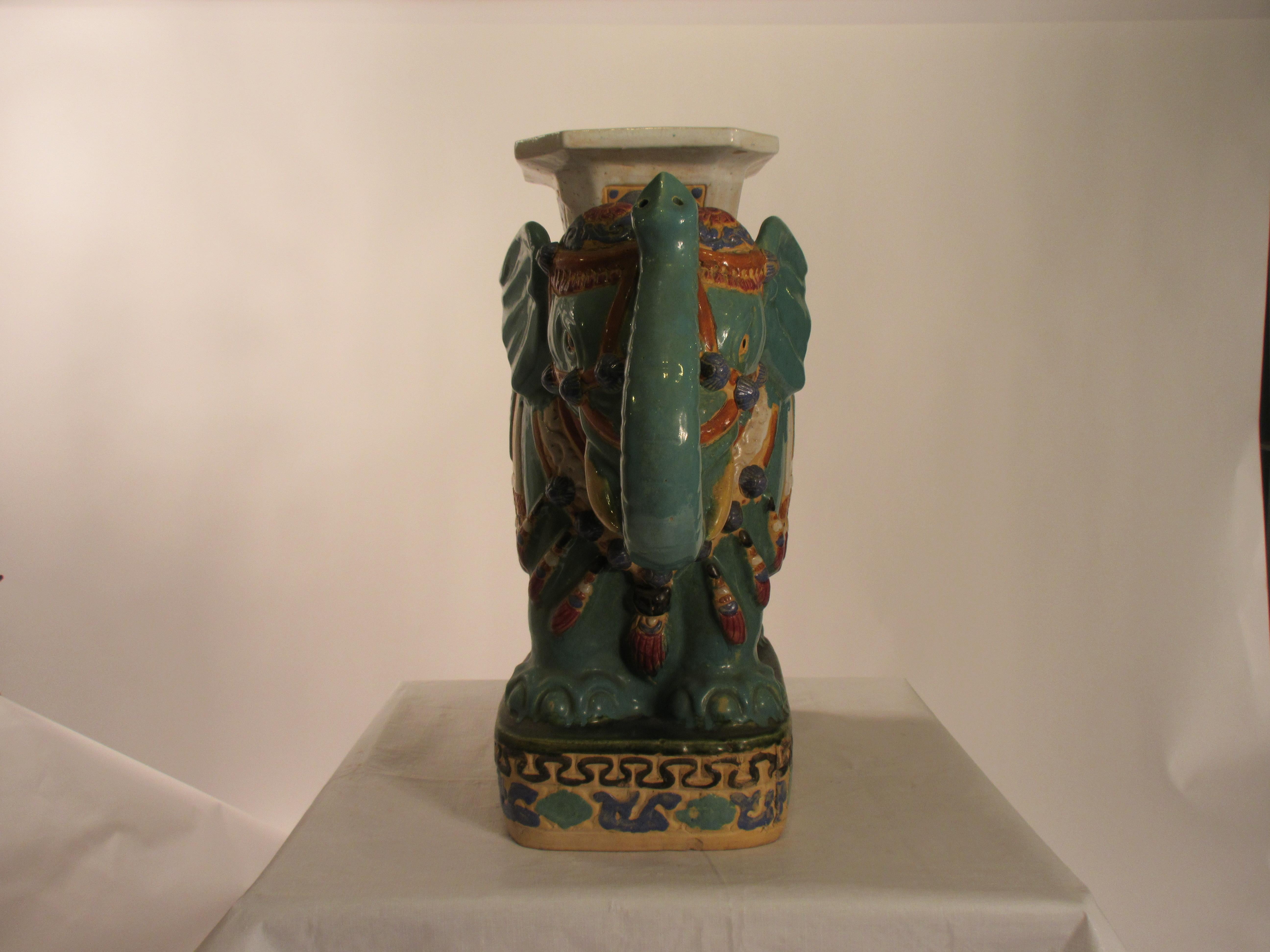 1960s Ceramic Elephant Garden Seat 1