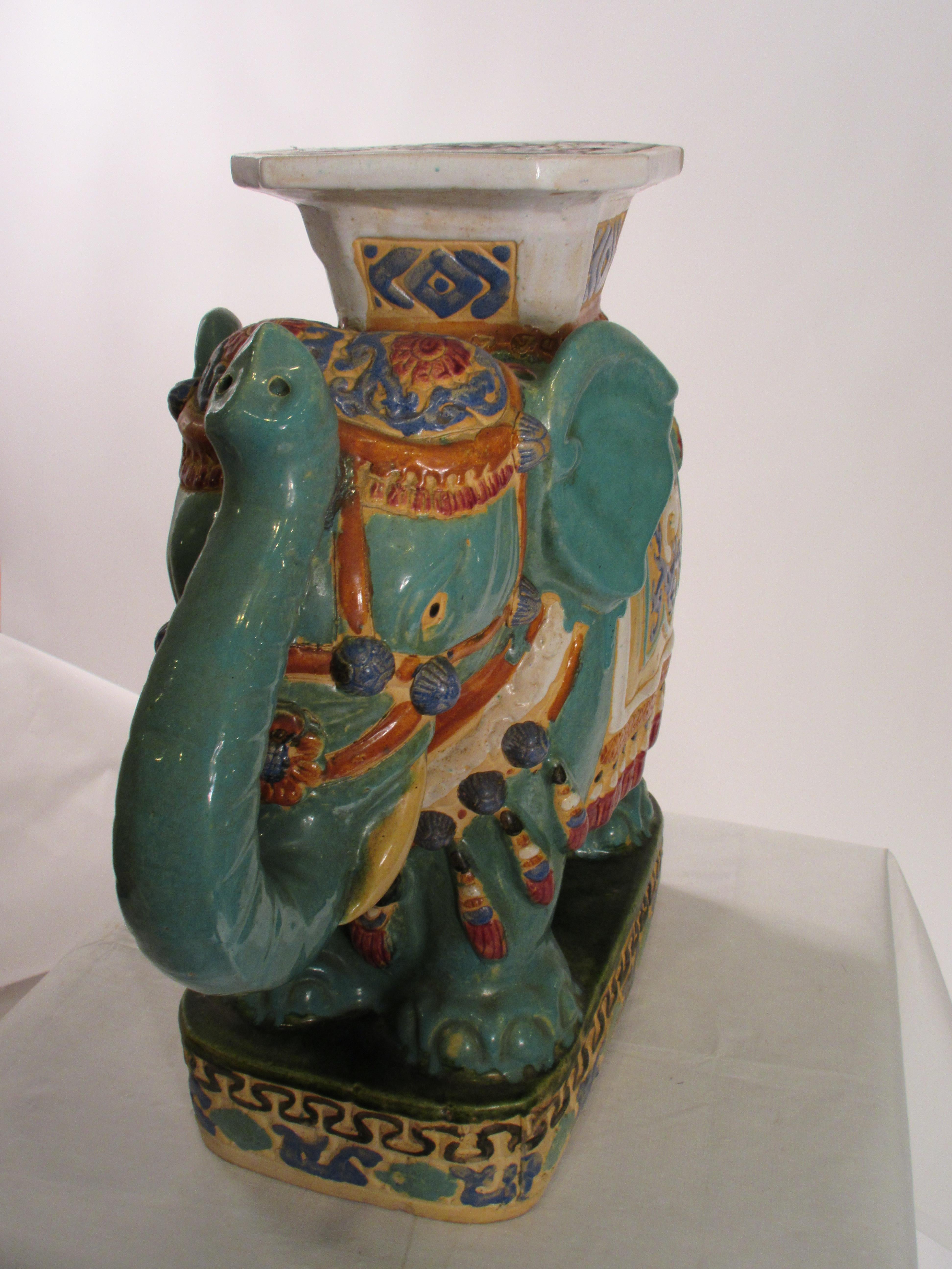 1960s Ceramic Elephant Garden Seat 2