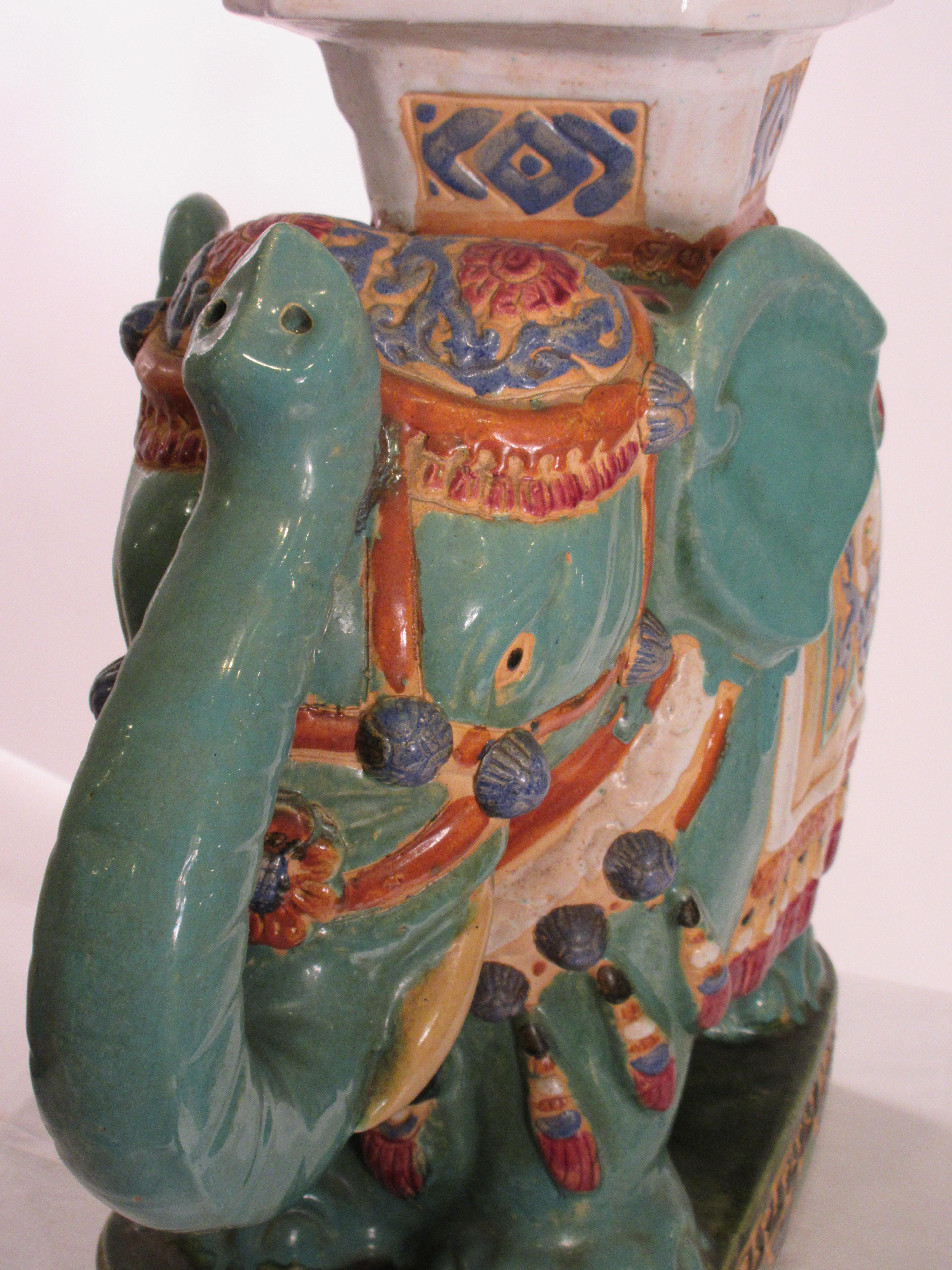 1960s Ceramic Elephant Garden Seat 3