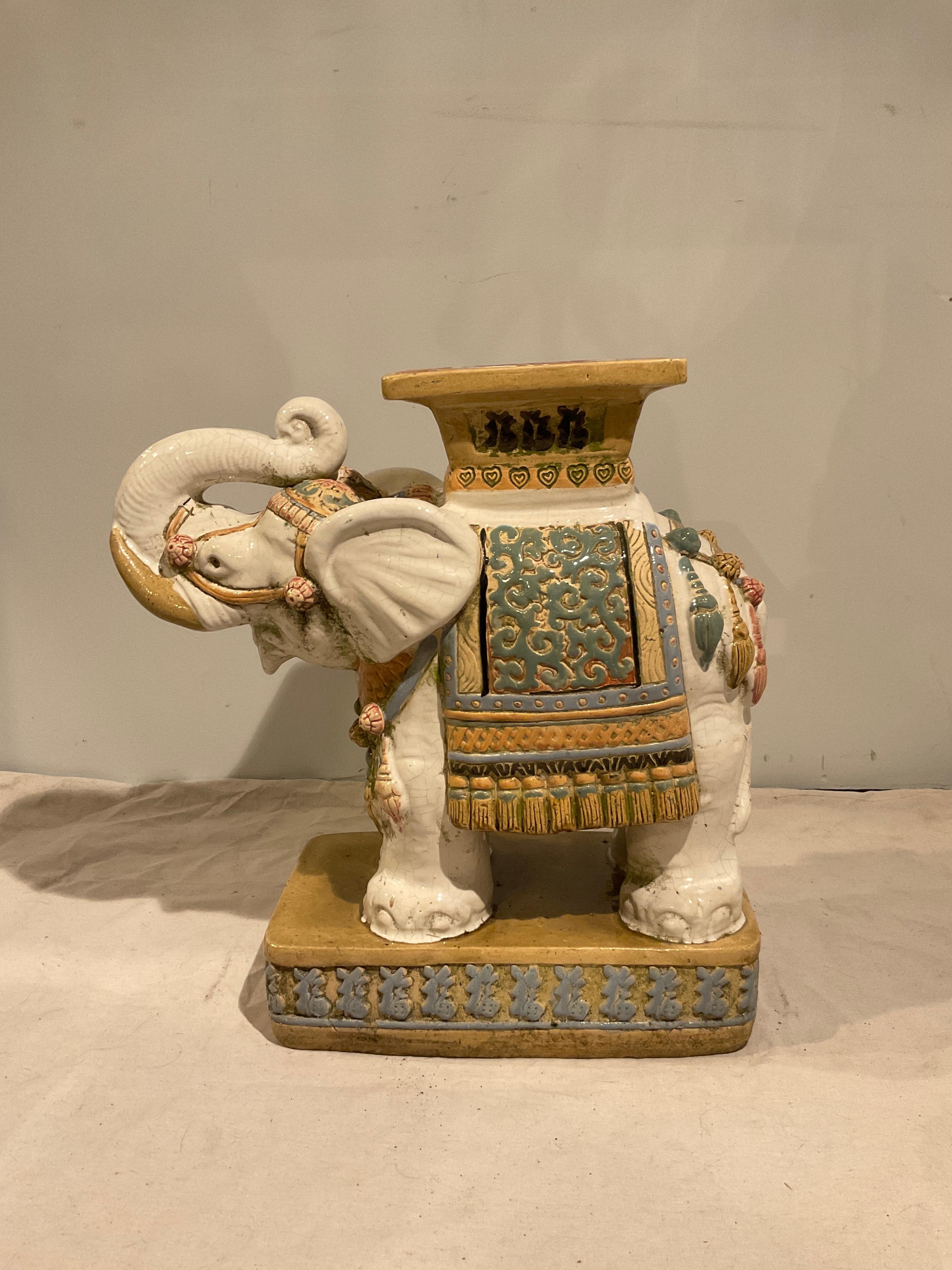 1960s Ceramic Elephant Table In Good Condition For Sale In Tarrytown, NY