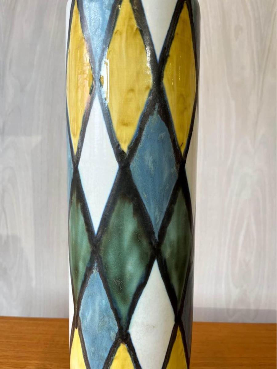 Mid-Century Modern 1960’s Ceramic Hand Painted Table Lamp by Lotte & Gunnar Bostland